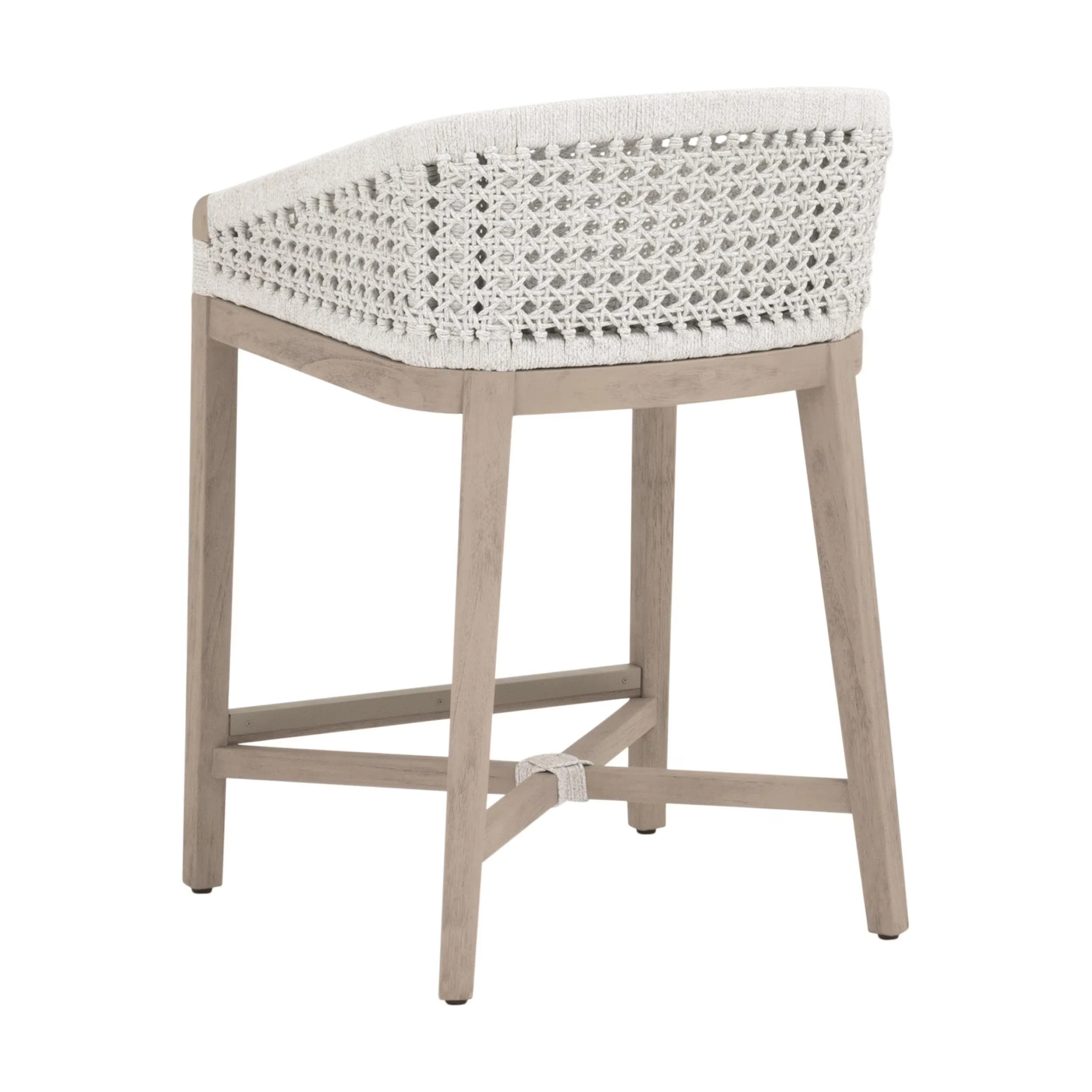 Essentials For Living Montecito Counter Stool~ White Speckle Round Rope, Performance White Speckle, Washed Ever Teak - Image 4
