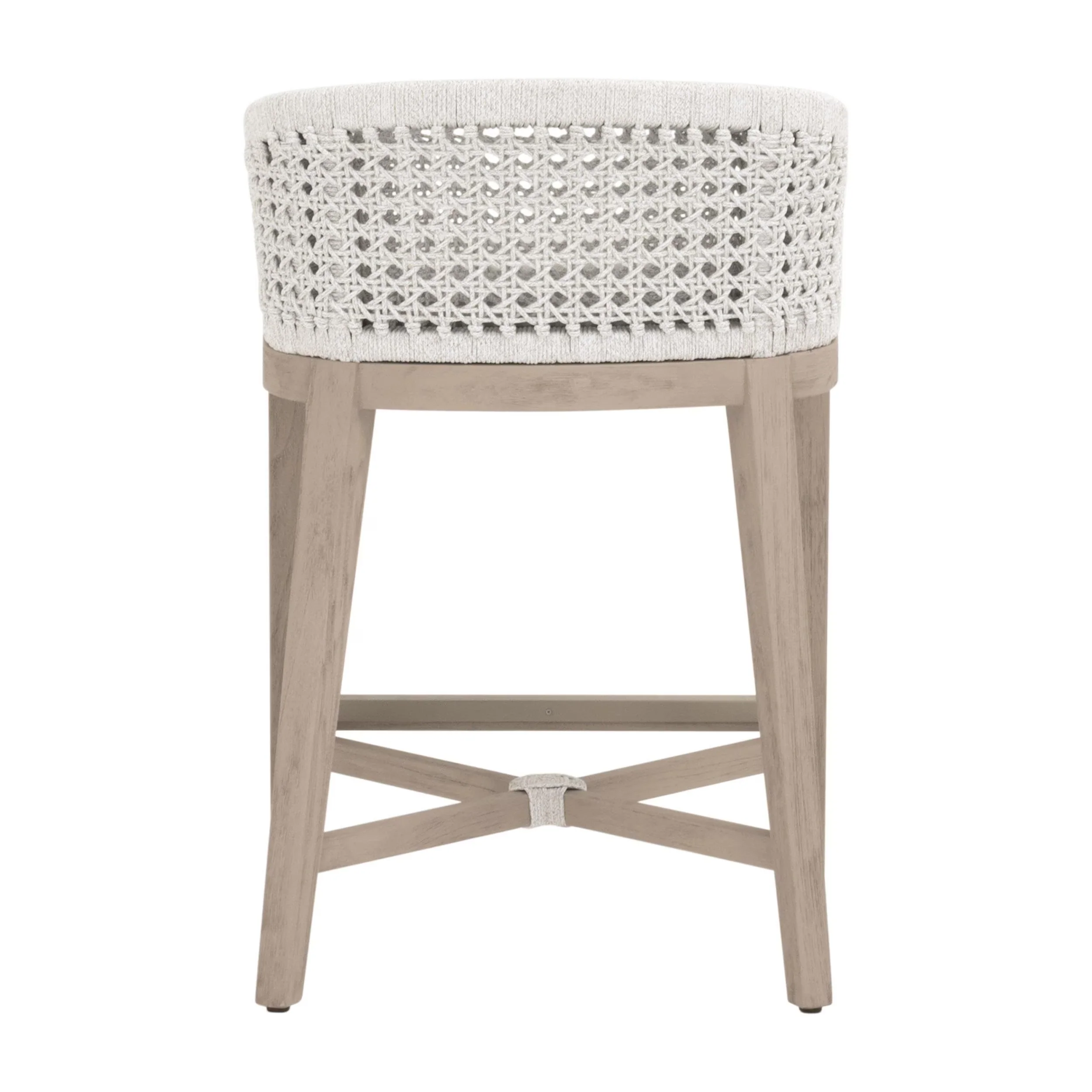 Essentials For Living Montecito Counter Stool~ White Speckle Round Rope, Performance White Speckle, Washed Ever Teak - Image 5