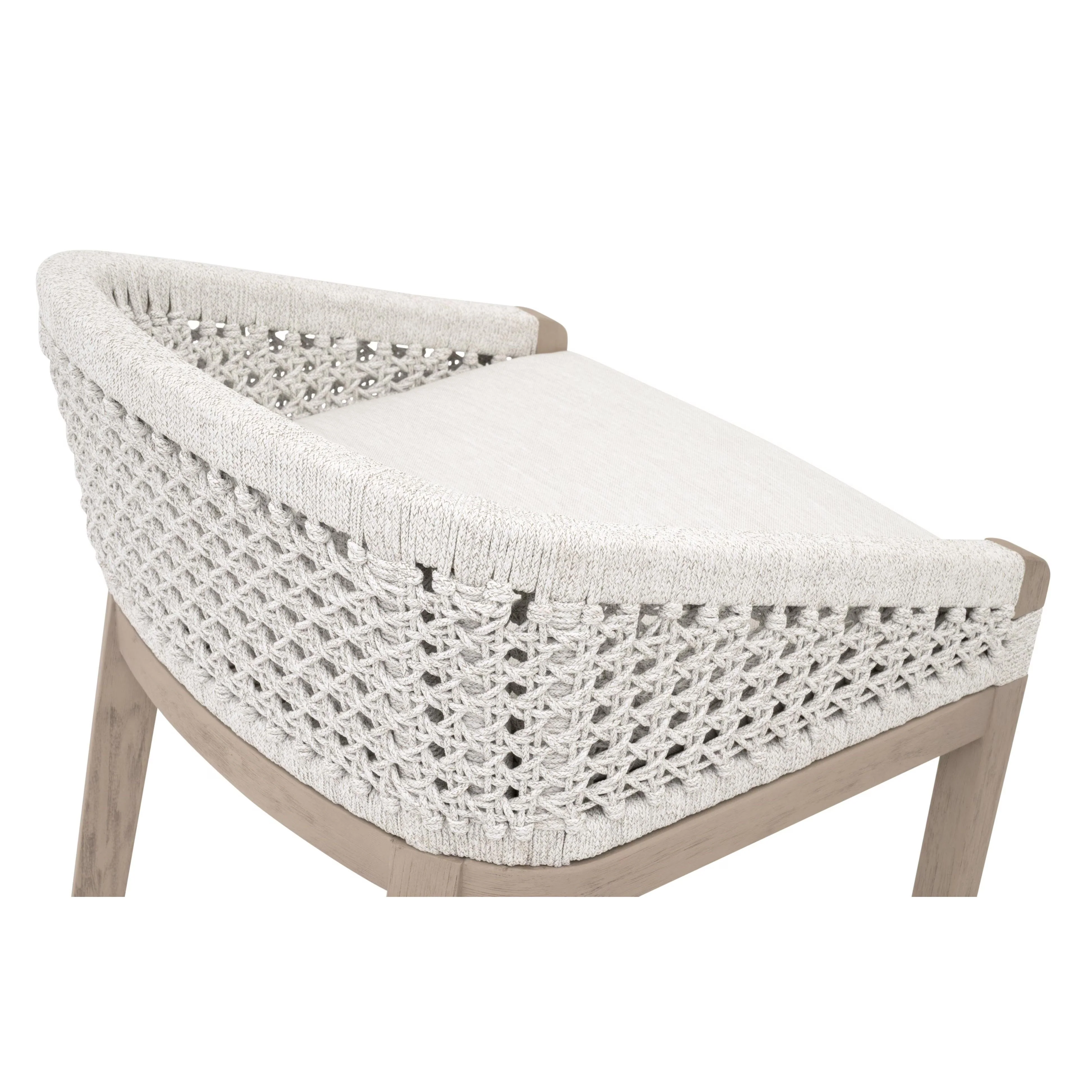 Essentials For Living Montecito Counter Stool~ White Speckle Round Rope, Performance White Speckle, Washed Ever Teak - Image 6