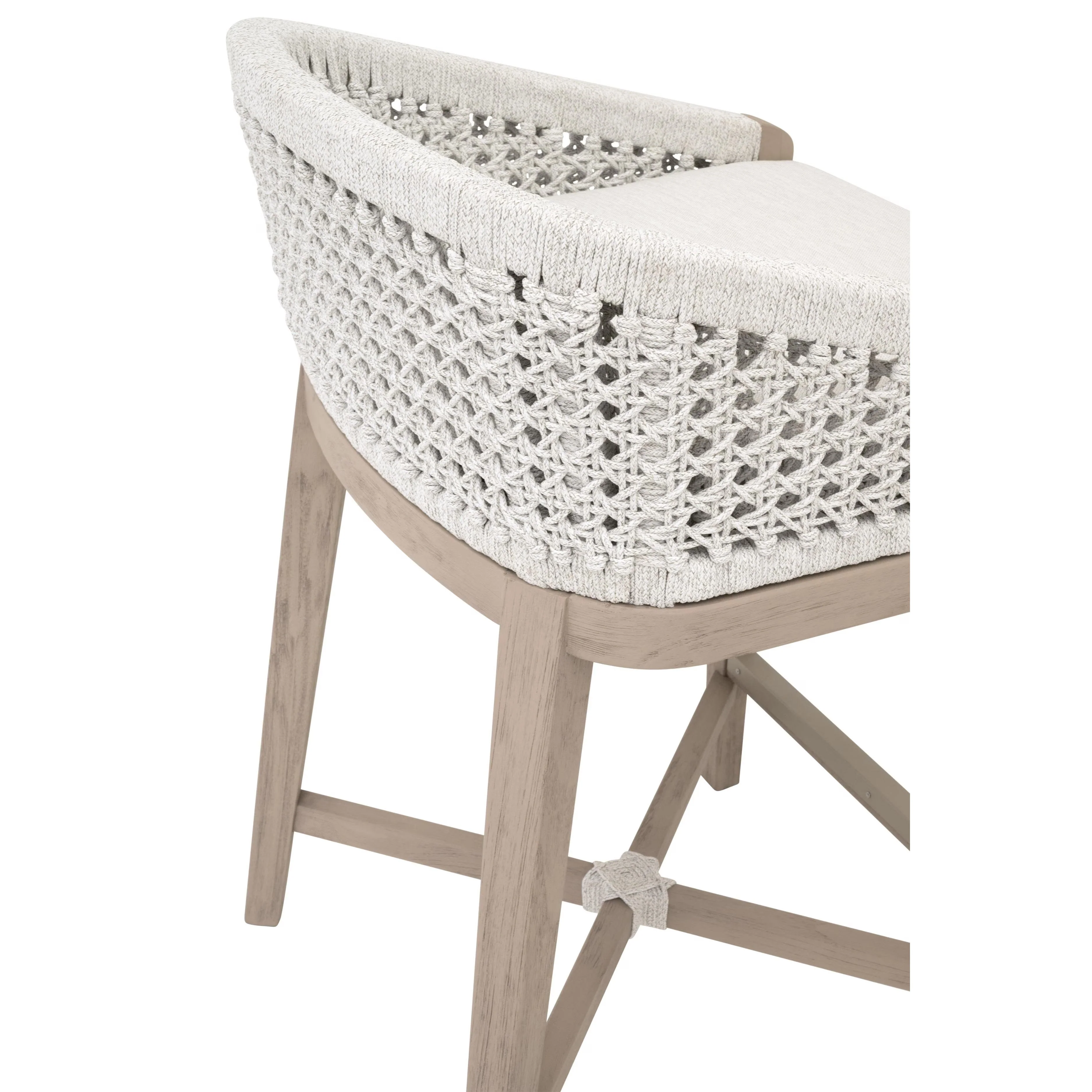 Essentials For Living Montecito Counter Stool~ White Speckle Round Rope, Performance White Speckle, Washed Ever Teak - Image 7