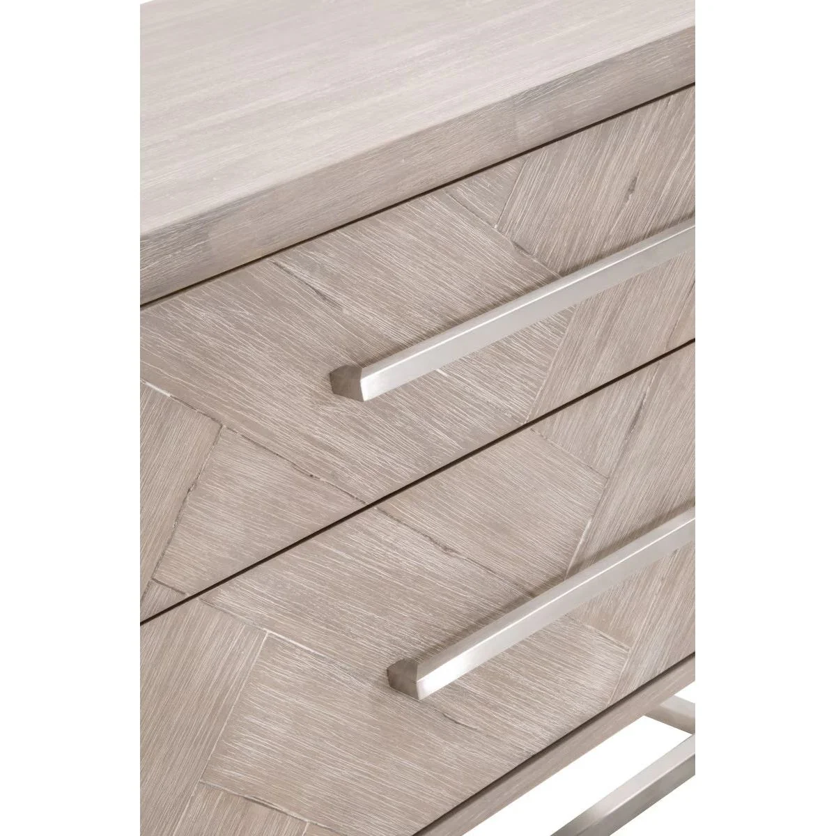 Essentials For Living Mosaic 2-Drawer Nightstand~ Natural Gray Acacia, Brushed Stainless Steel Hardware ~ LIMITED QUANTITY! ONLY 1 LEFT! - Image 4