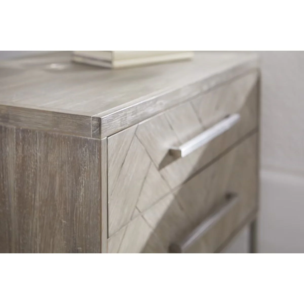 Essentials For Living Mosaic 2-Drawer Nightstand~ Natural Gray Acacia, Brushed Stainless Steel Hardware ~ LIMITED QUANTITY! ONLY 1 LEFT! - Image 5