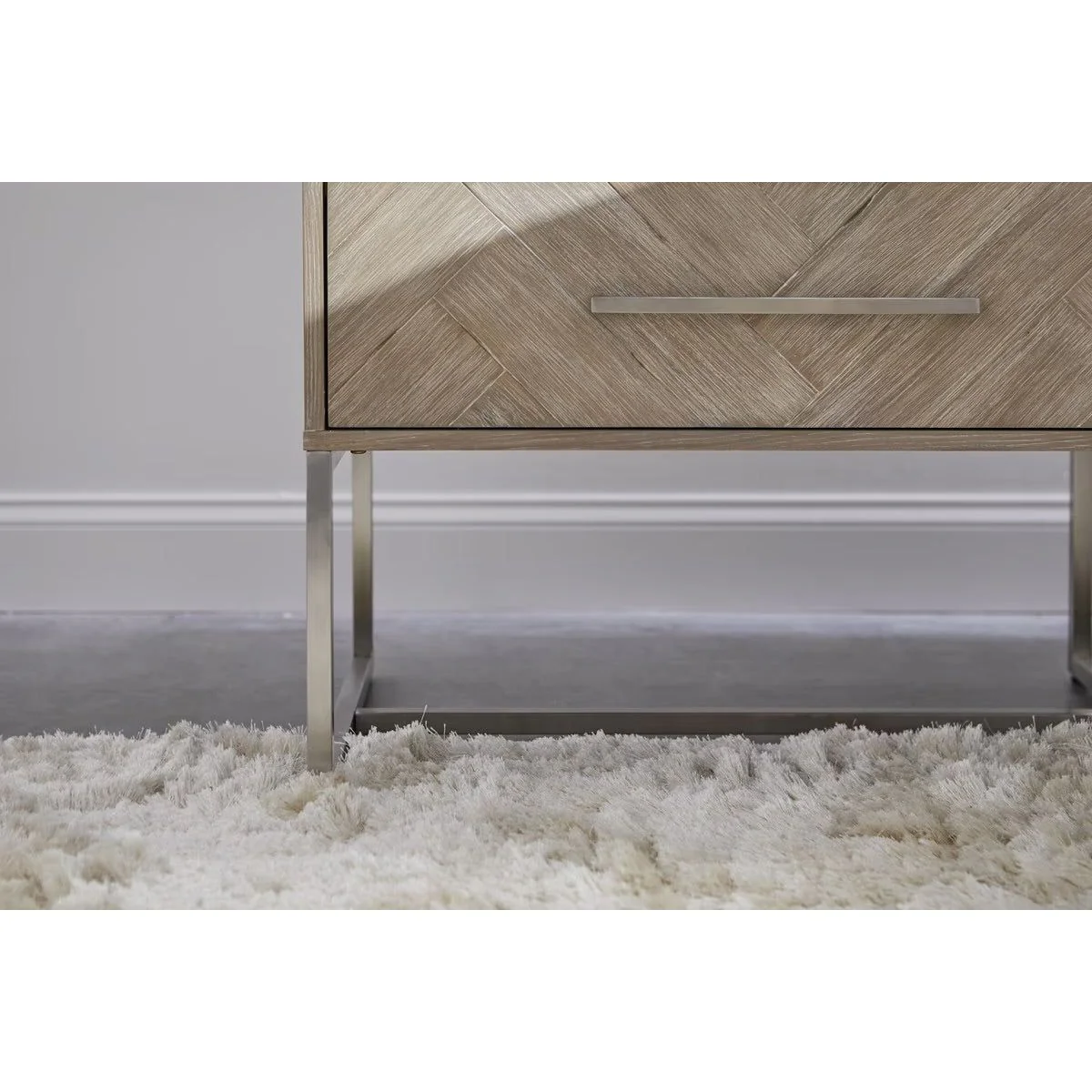 Essentials For Living Mosaic 2-Drawer Nightstand~ Natural Gray Acacia, Brushed Stainless Steel Hardware ~ LIMITED QUANTITY! ONLY 1 LEFT! - Image 6
