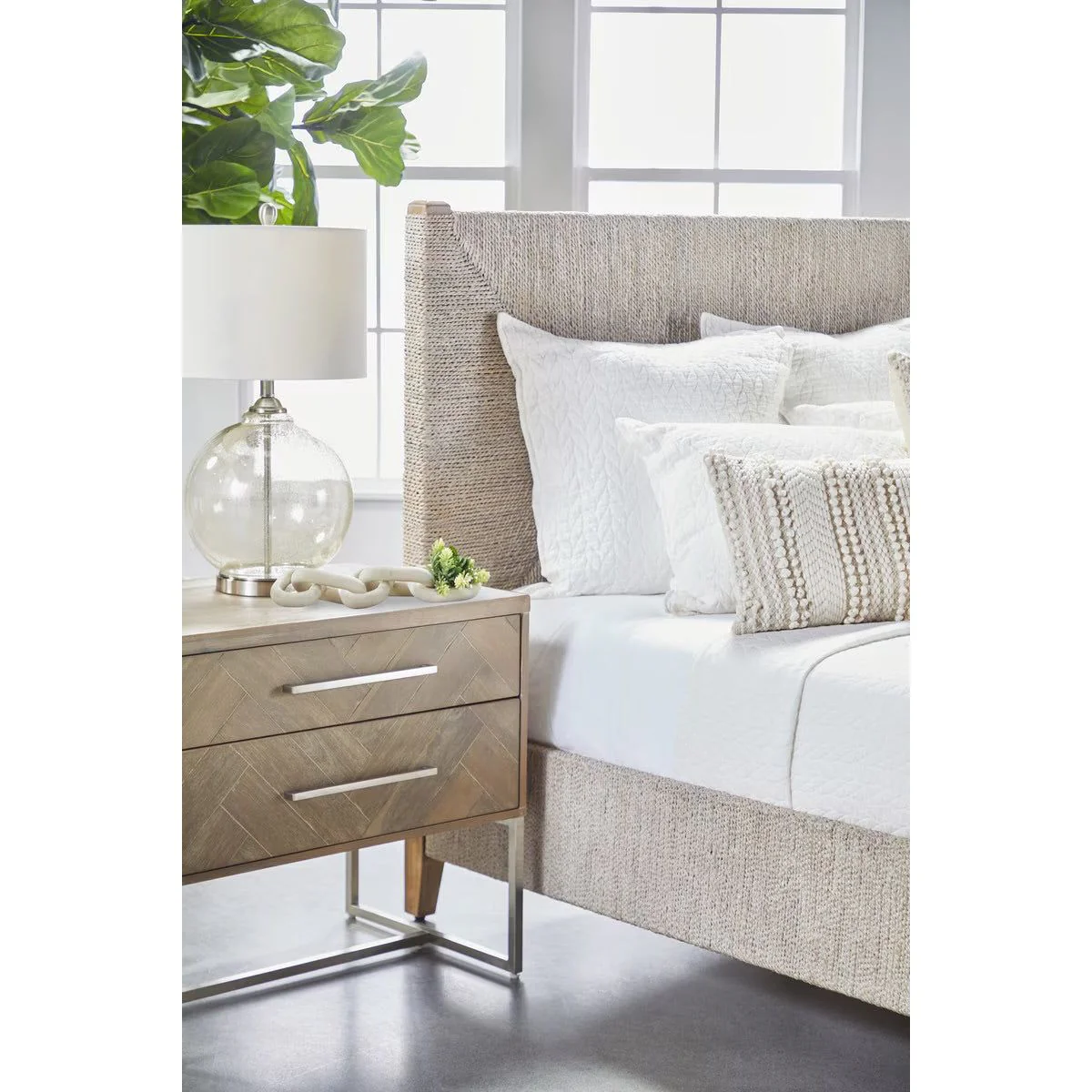 Essentials For Living Mosaic 2-Drawer Nightstand~ Natural Gray Acacia, Brushed Stainless Steel Hardware ~ LIMITED QUANTITY! ONLY 1 LEFT! - Image 7