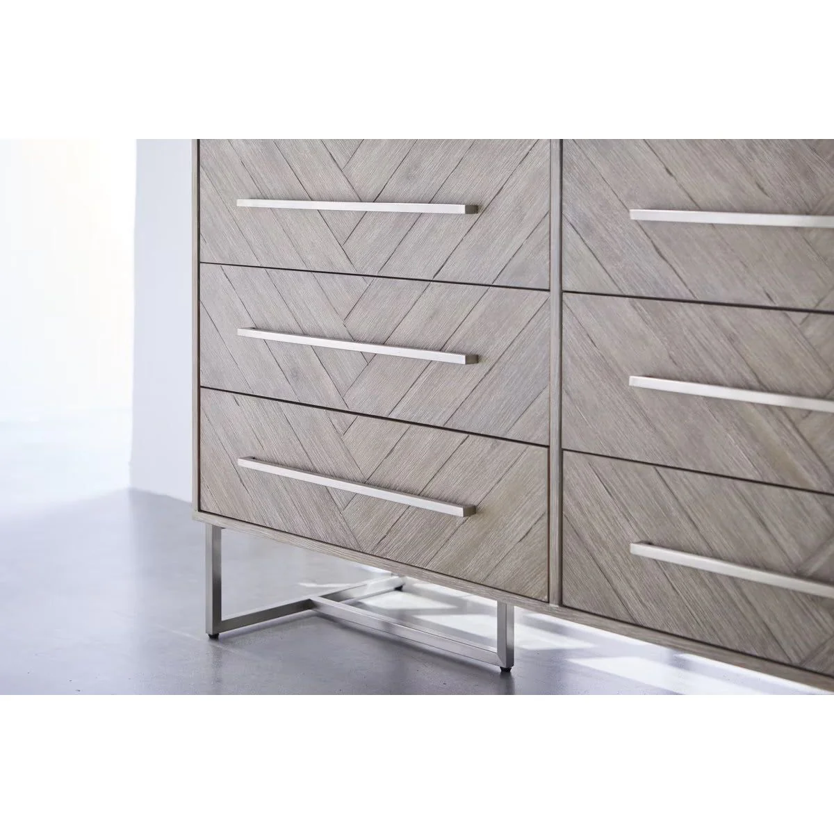 Essentials For Living Mosaic 6-Drawer Double Dresser~ Natural Gray Acacia With Brushed Stainless Steel Hardware ~ LIMITED QUANTINTY! ~ 1 LEFT! - Image 4