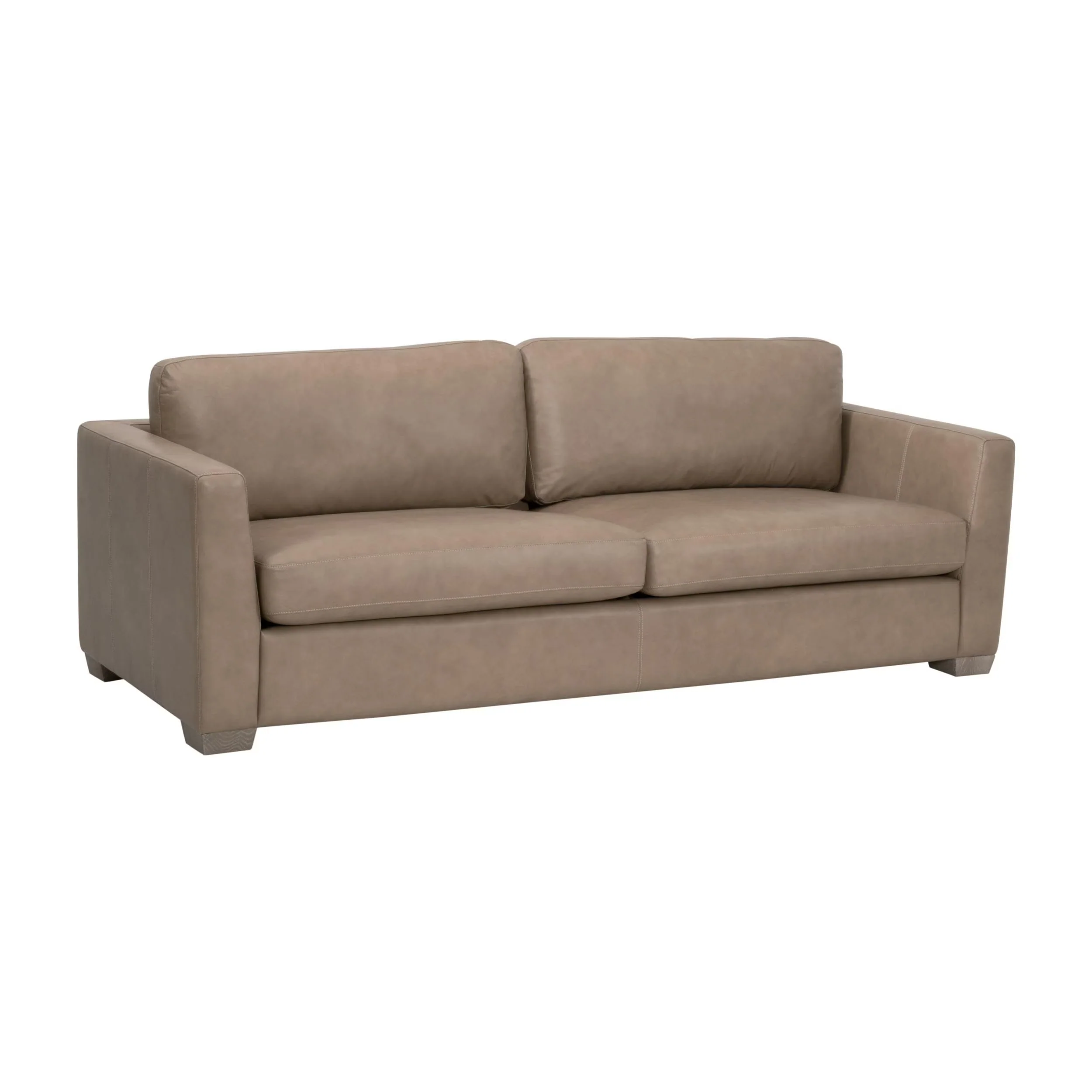 Essentials For Living Neiman 95” Taper Arm Sofa ~ Fawn Top Grain Leather, Natural Gray Oak - Image 2