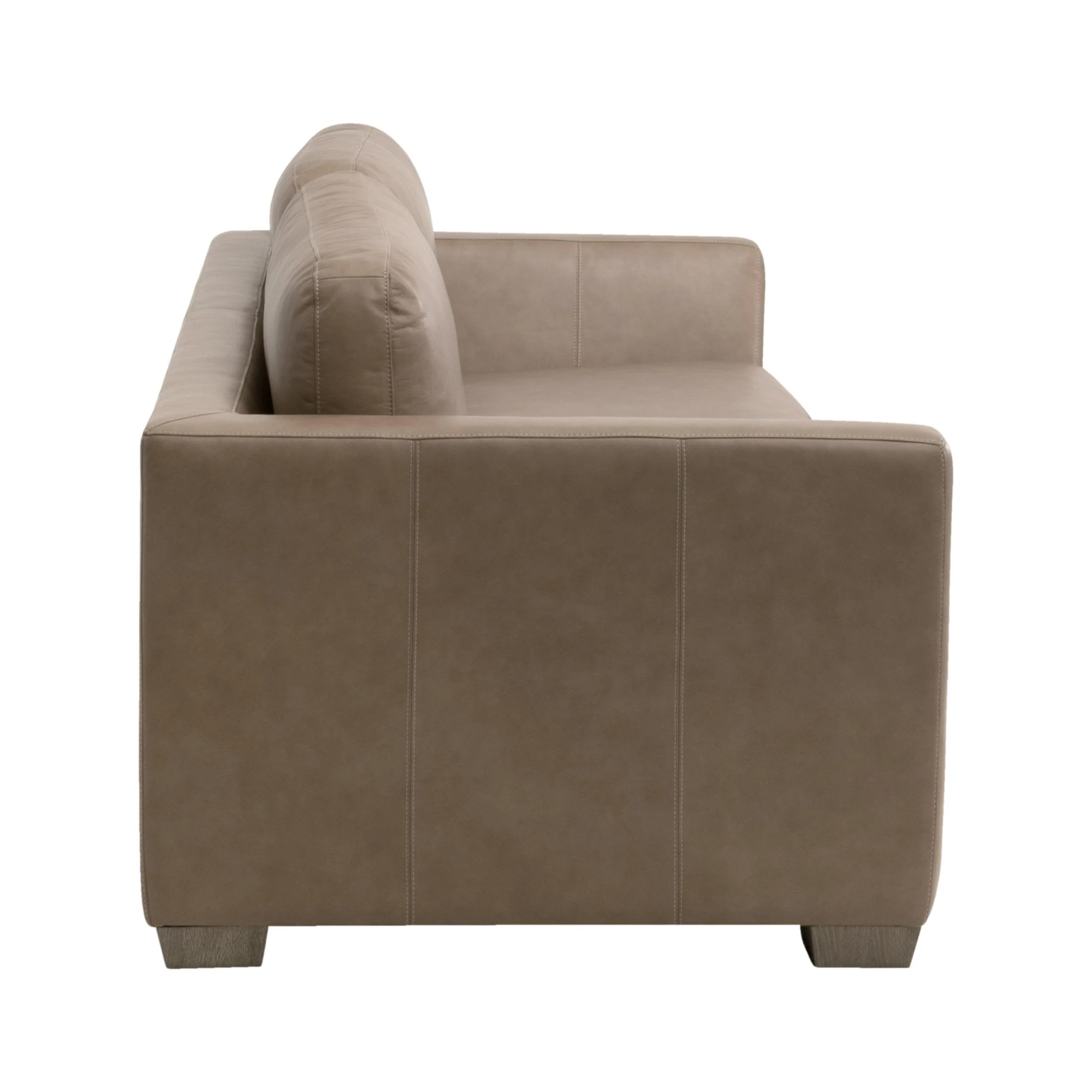 Essentials For Living Neiman 95” Taper Arm Sofa ~ Fawn Top Grain Leather, Natural Gray Oak - Image 3