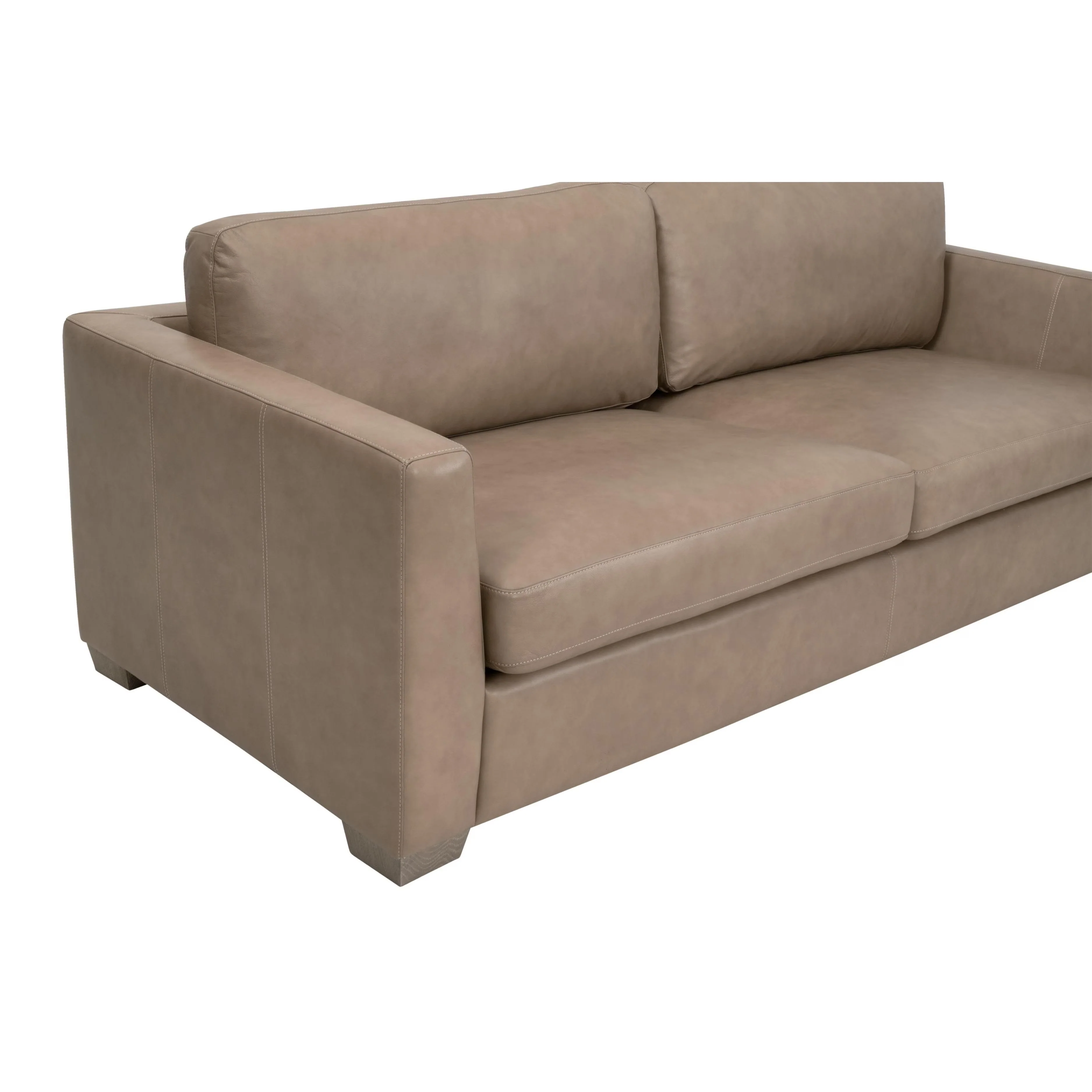 Essentials For Living Neiman 95” Taper Arm Sofa ~ Fawn Top Grain Leather, Natural Gray Oak - Image 4