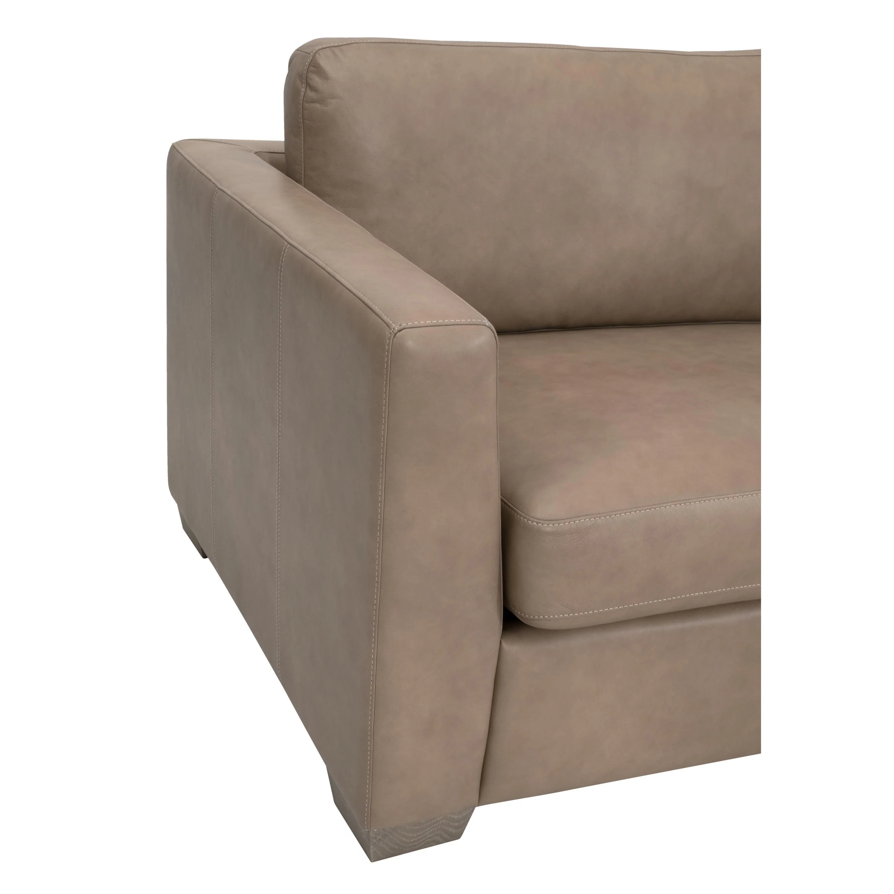 Essentials For Living Neiman 95” Taper Arm Sofa ~ Fawn Top Grain Leather, Natural Gray Oak - Image 9