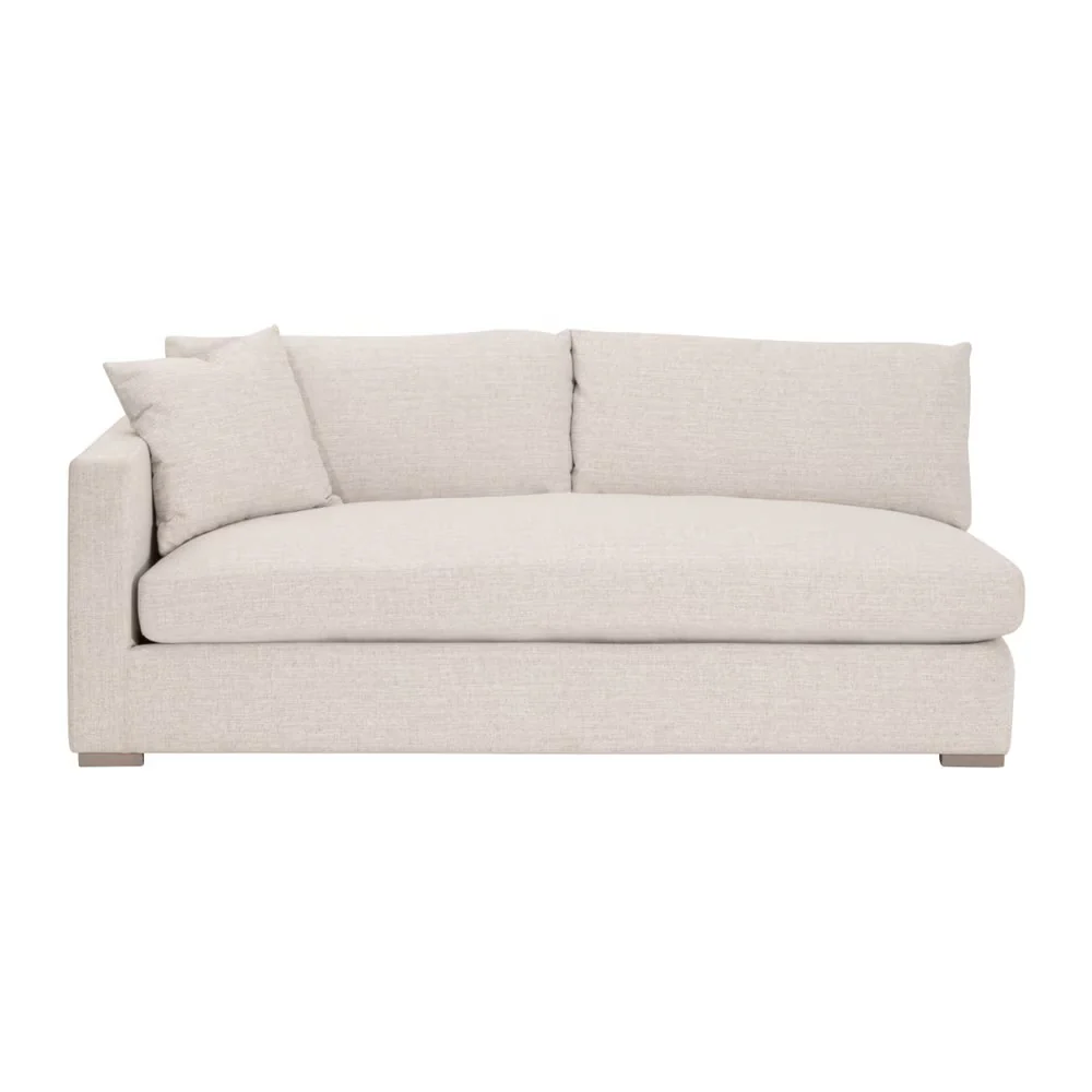 Essentials For Living Newport Outdoor Modular 2- Seat Left Track Arm Sofa ~ LiveSmart Shapiro-Sand With Desert Accoya Legs