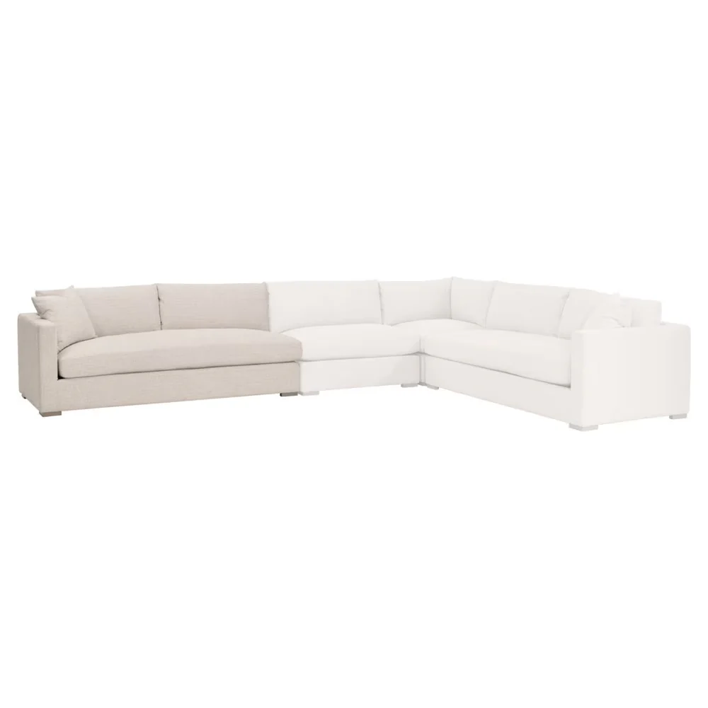 Essentials For Living Newport Outdoor Modular 2- Seat Left Track Arm Sofa ~ LiveSmart Shapiro-Sand With Desert Accoya Legs - Image 4