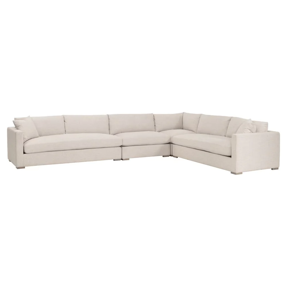Essentials For Living Newport Outdoor Modular 2- Seat Left Track Arm Sofa ~ LiveSmart Shapiro-Sand With Desert Accoya Legs - Image 5