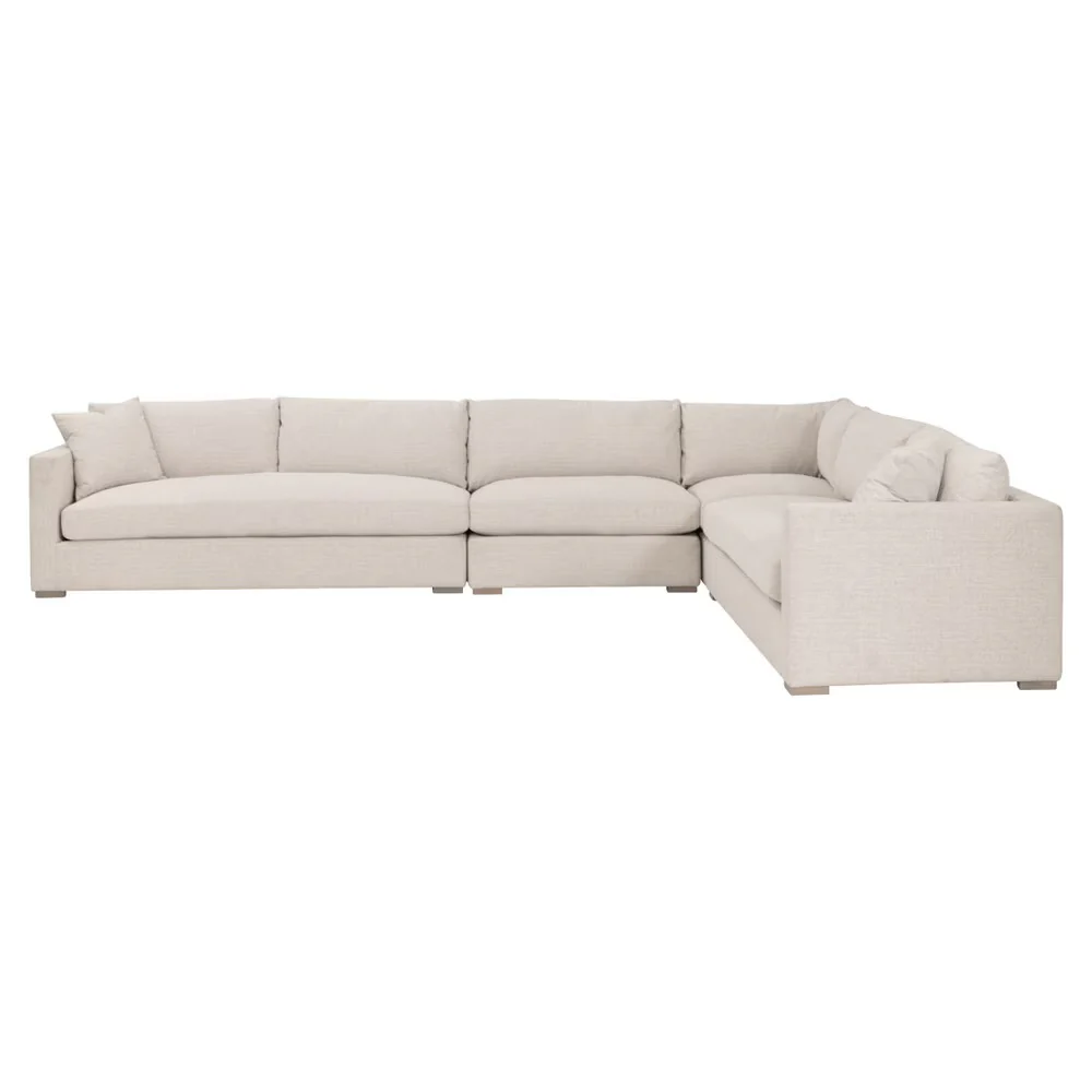 Essentials For Living Newport Outdoor Modular 2- Seat Left Track Arm Sofa ~ LiveSmart Shapiro-Sand With Desert Accoya Legs - Image 6