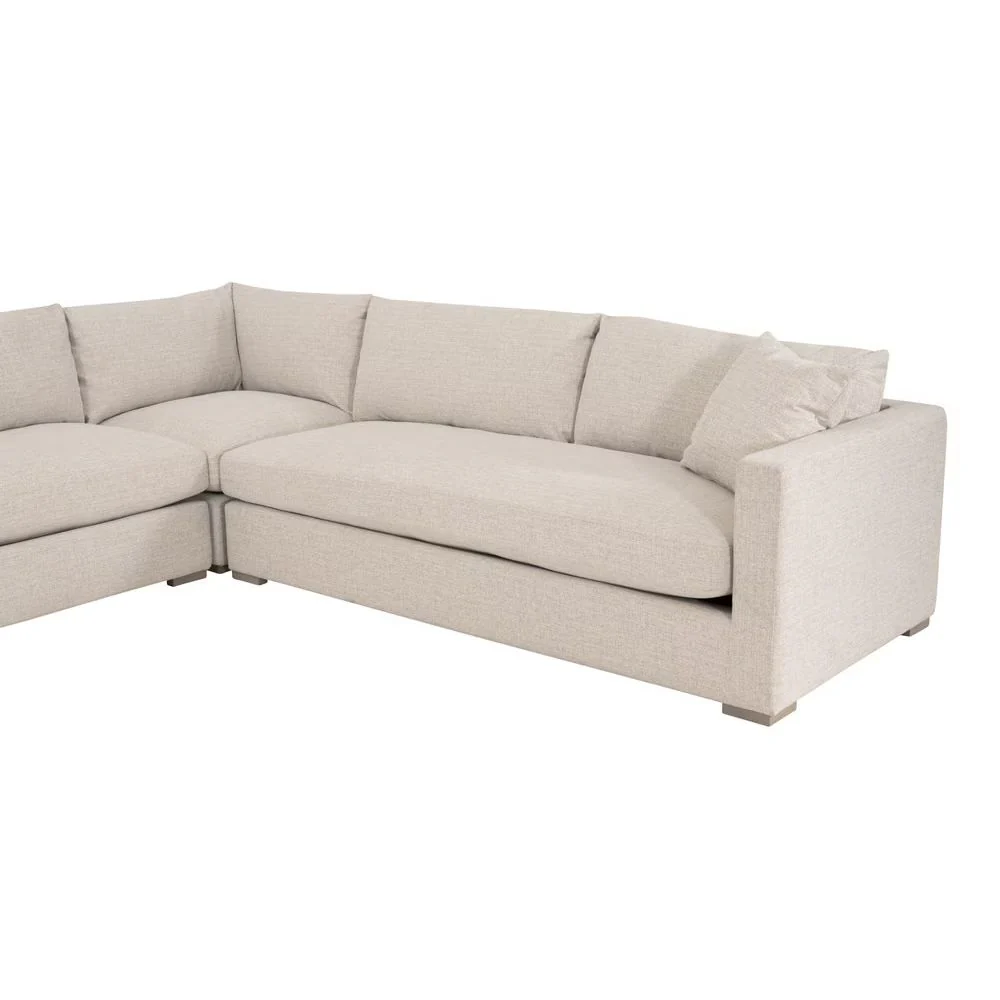 Essentials For Living Newport Outdoor Modular 2- Seat Right Track Arm Sofa ~ LiveSmart Shapiro-Sand With Desert Accoya Legs - Image 10