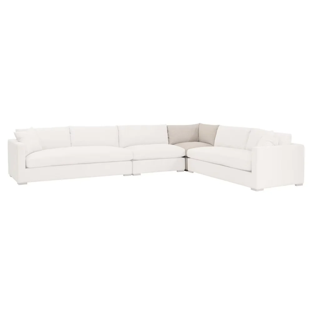 Essentials For Living Newport Outdoor Modular Corner Chair ~ LiveSmart Shapiro-Sand With Desert Accoya Legs - Image 4