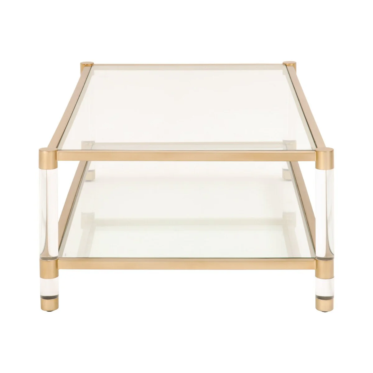 Essentials For Living Nouveau Coffee Table ~ Brushed Brass, Lucite, Clear Glass - Image 3