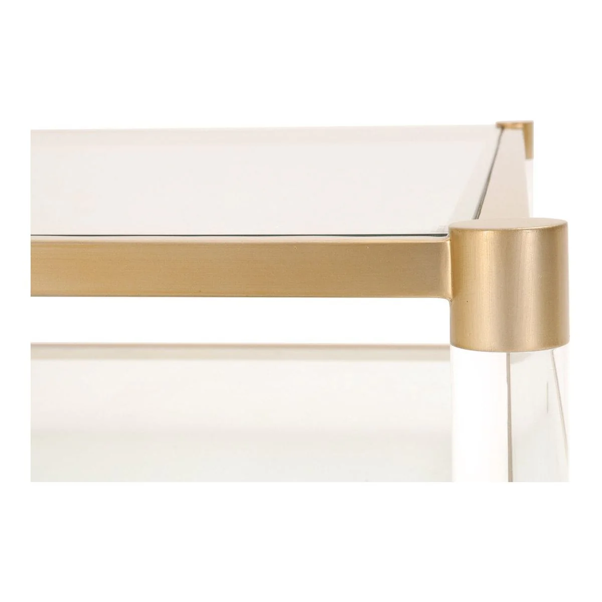 Essentials For Living Nouveau Coffee Table ~ Brushed Brass, Lucite, Clear Glass - Image 6