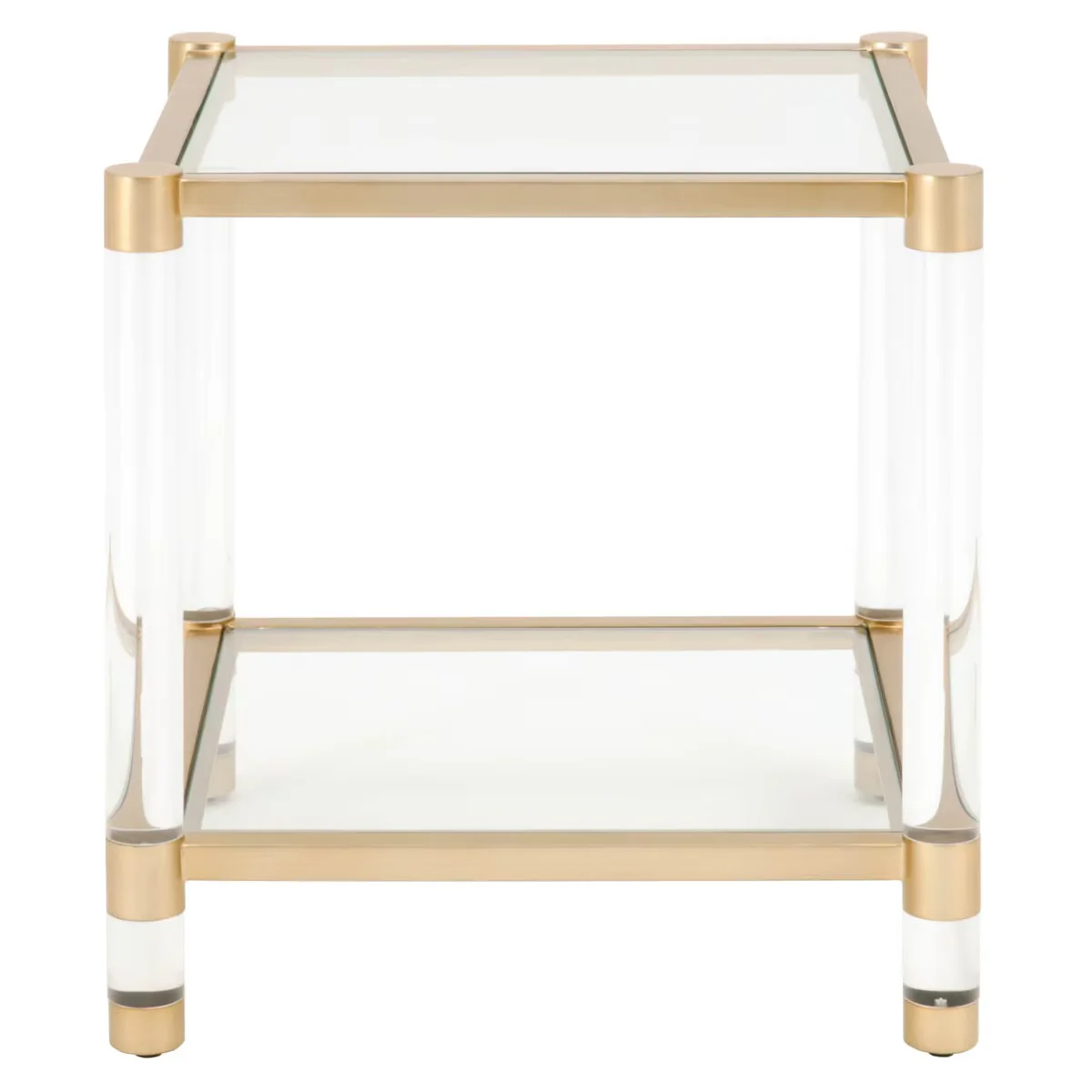 Essentials For Living Nouveau End Table ~ Brushed Brass, Lucite, Clear Glass