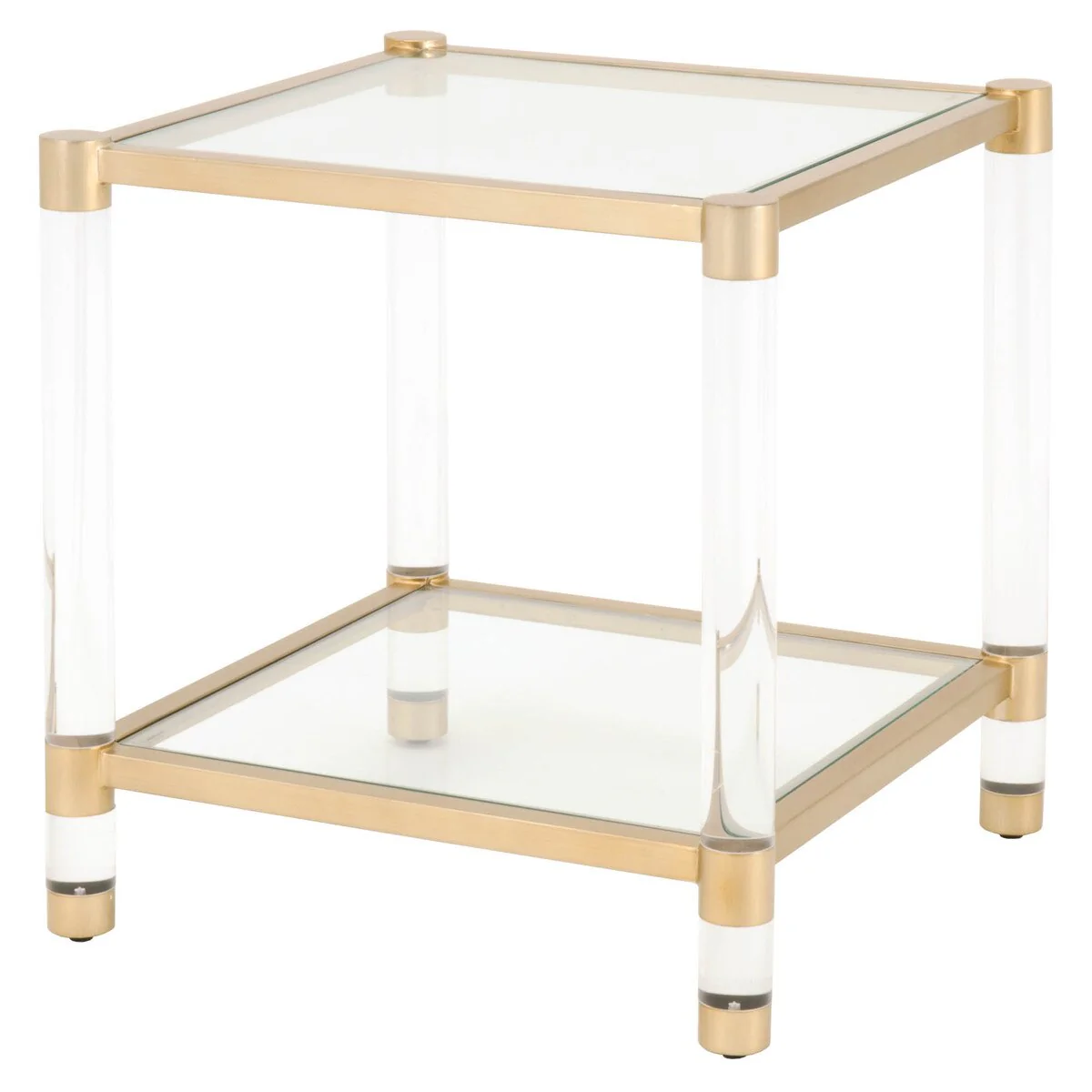 Essentials For Living Nouveau End Table ~ Brushed Brass, Lucite, Clear Glass - Image 2