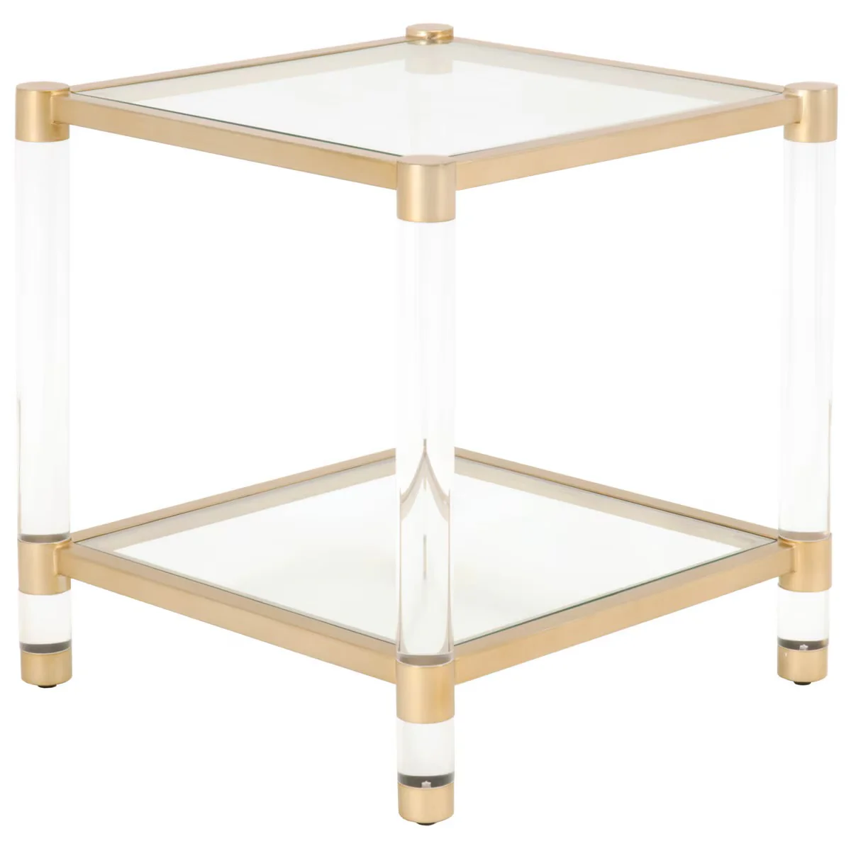 Essentials For Living Nouveau End Table ~ Brushed Brass, Lucite, Clear Glass - Image 3