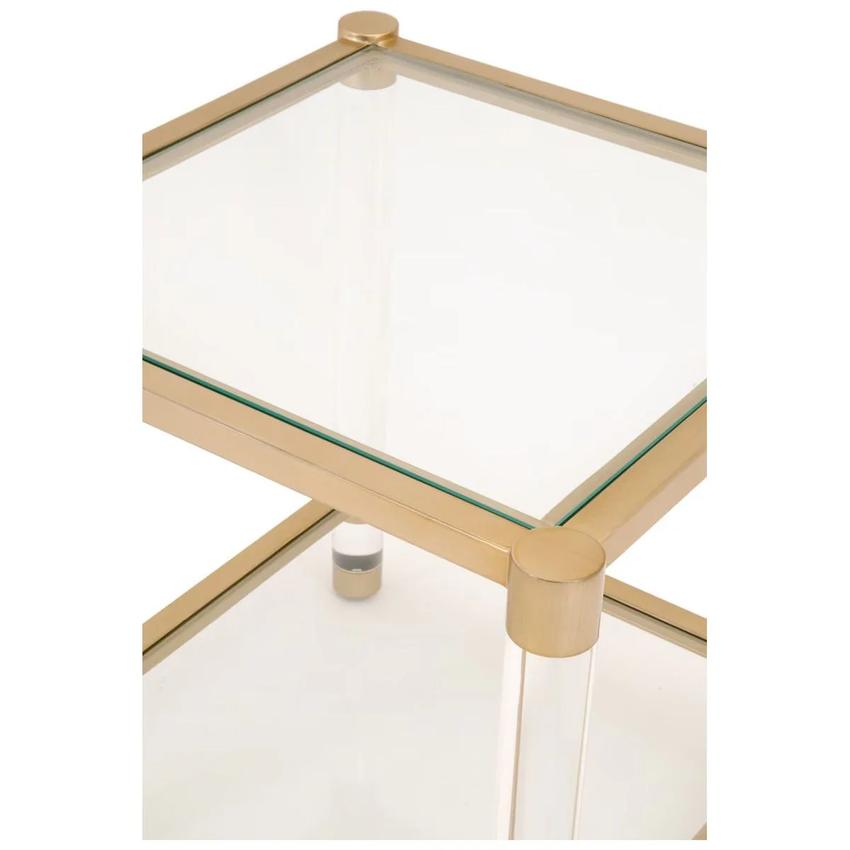 Essentials For Living Nouveau End Table ~ Brushed Brass, Lucite, Clear Glass - Image 4