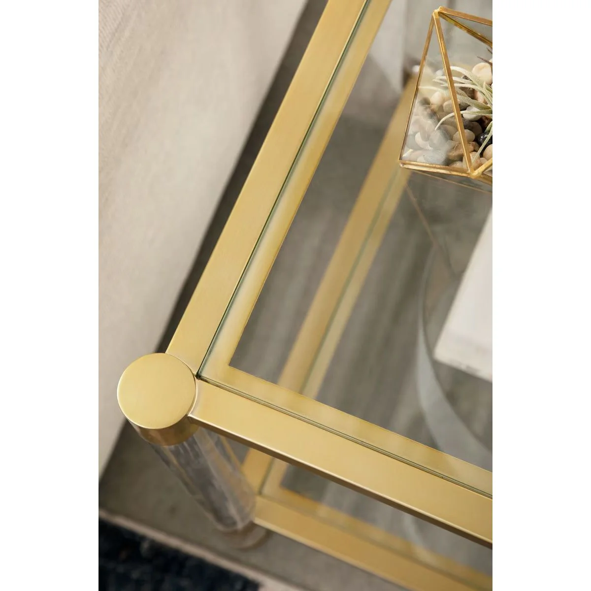 Essentials For Living Nouveau End Table ~ Brushed Brass, Lucite, Clear Glass - Image 6