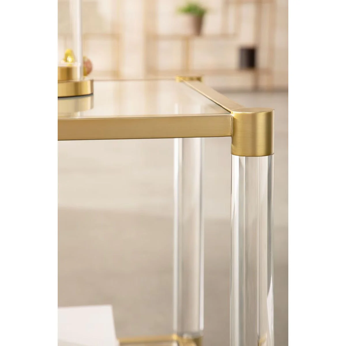 Essentials For Living Nouveau End Table ~ Brushed Brass, Lucite, Clear Glass - Image 8