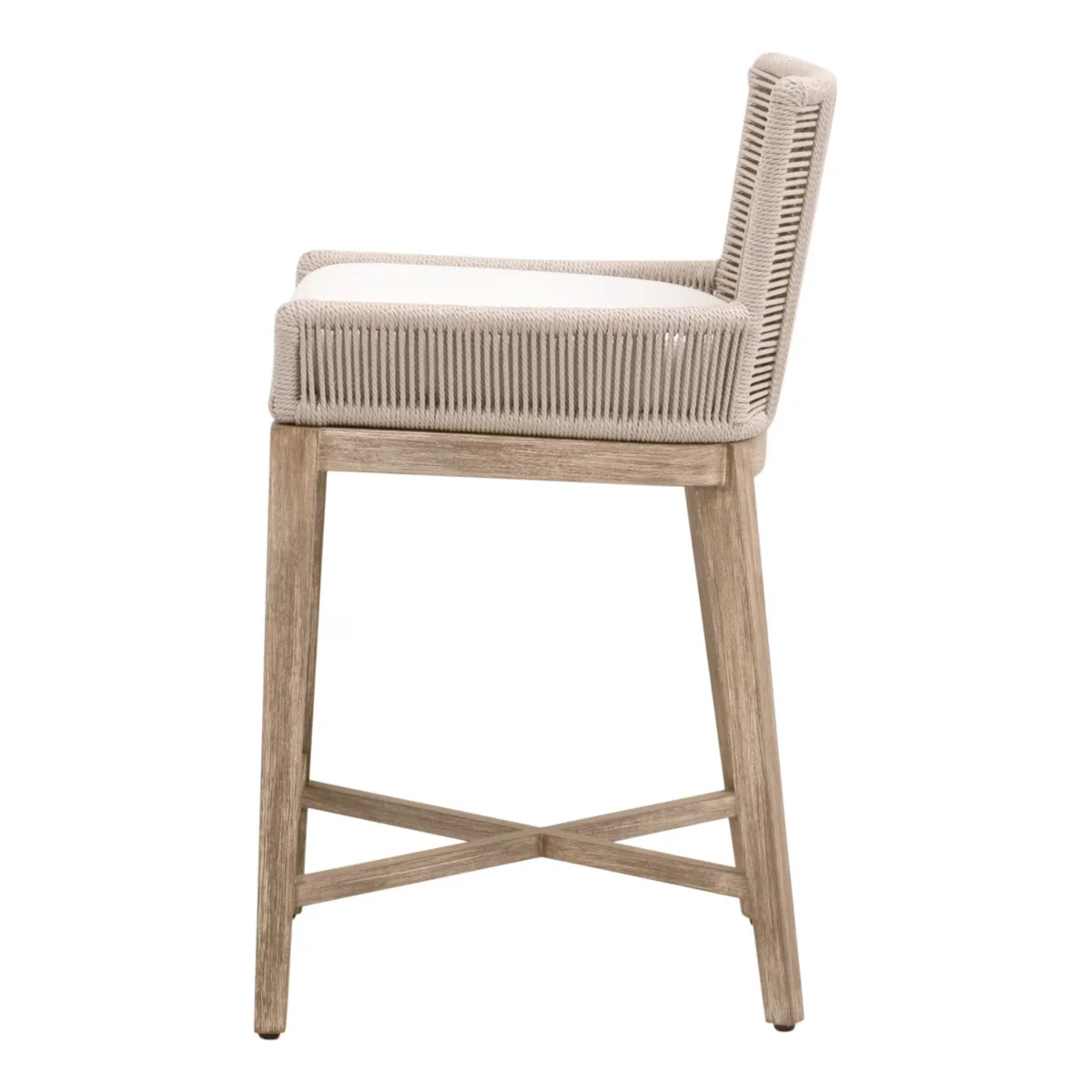 Essentials For Living Overlay Counter Stool ~ Oyster Twist Rope, LiveSmart Peyton-Pearl With Natural Gray Mahogany Frame - Image 3