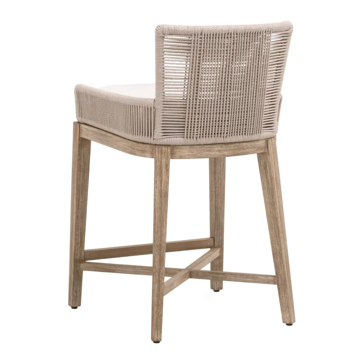 Essentials For Living Overlay Counter Stool ~ Oyster Twist Rope, LiveSmart Peyton-Pearl With Natural Gray Mahogany Frame - Image 4