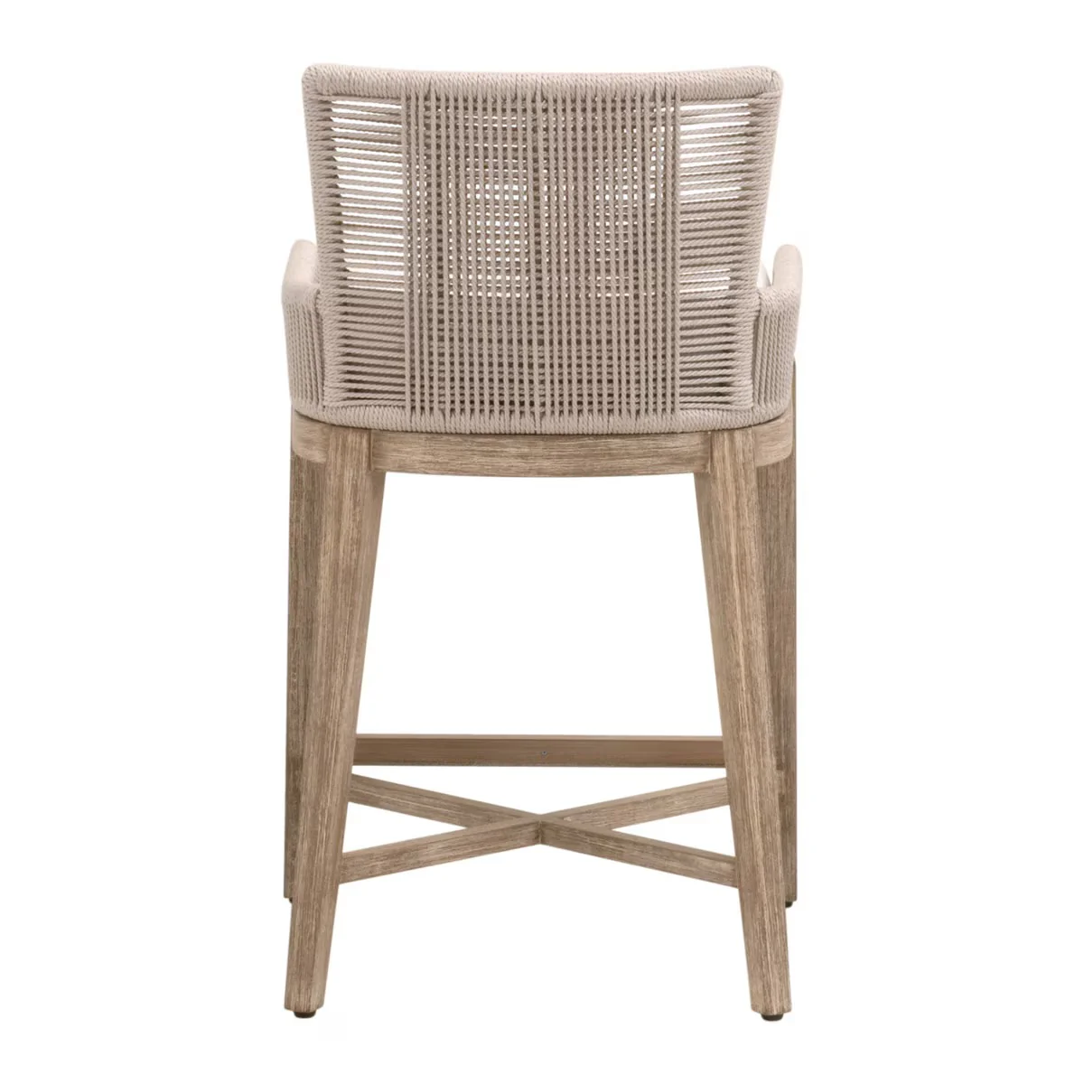 Essentials For Living Overlay Counter Stool ~ Oyster Twist Rope, LiveSmart Peyton-Pearl With Natural Gray Mahogany Frame - Image 5