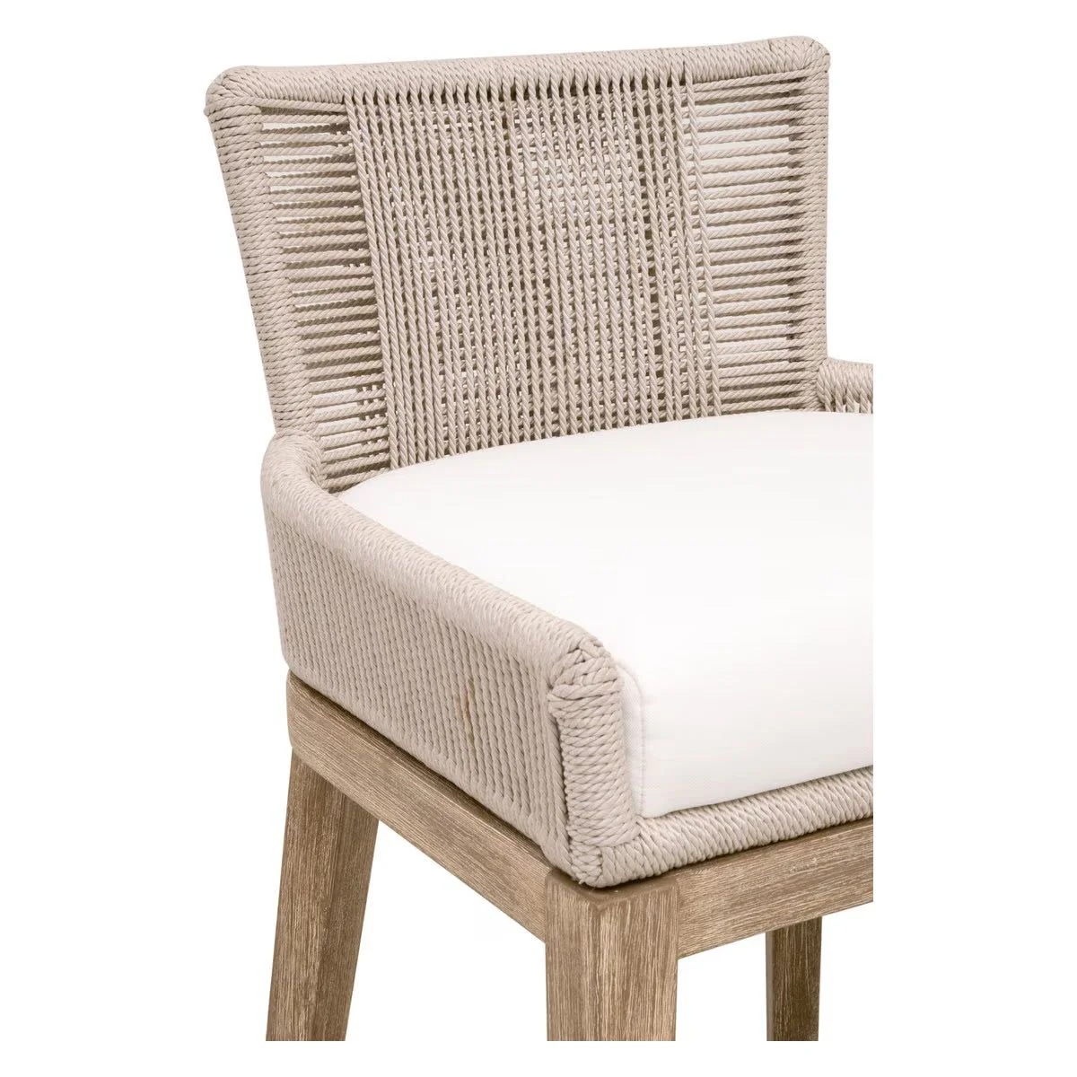 Essentials For Living Overlay Counter Stool ~ Oyster Twist Rope, LiveSmart Peyton-Pearl With Natural Gray Mahogany Frame - Image 7