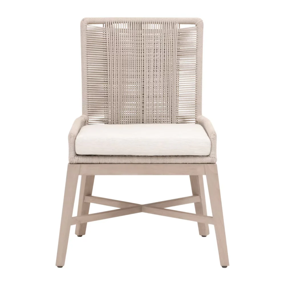 Essentials For Living Overlay Outdoor Dining Chair ~ Performance White Speckle Washed Ever Teak Frame (SET of 2)