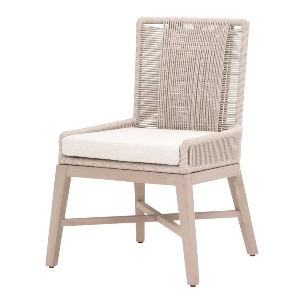 Essentials For Living Overlay Outdoor Dining Chair ~ Performance White Speckle Washed Ever Teak Frame (SET of 2) - Image 2