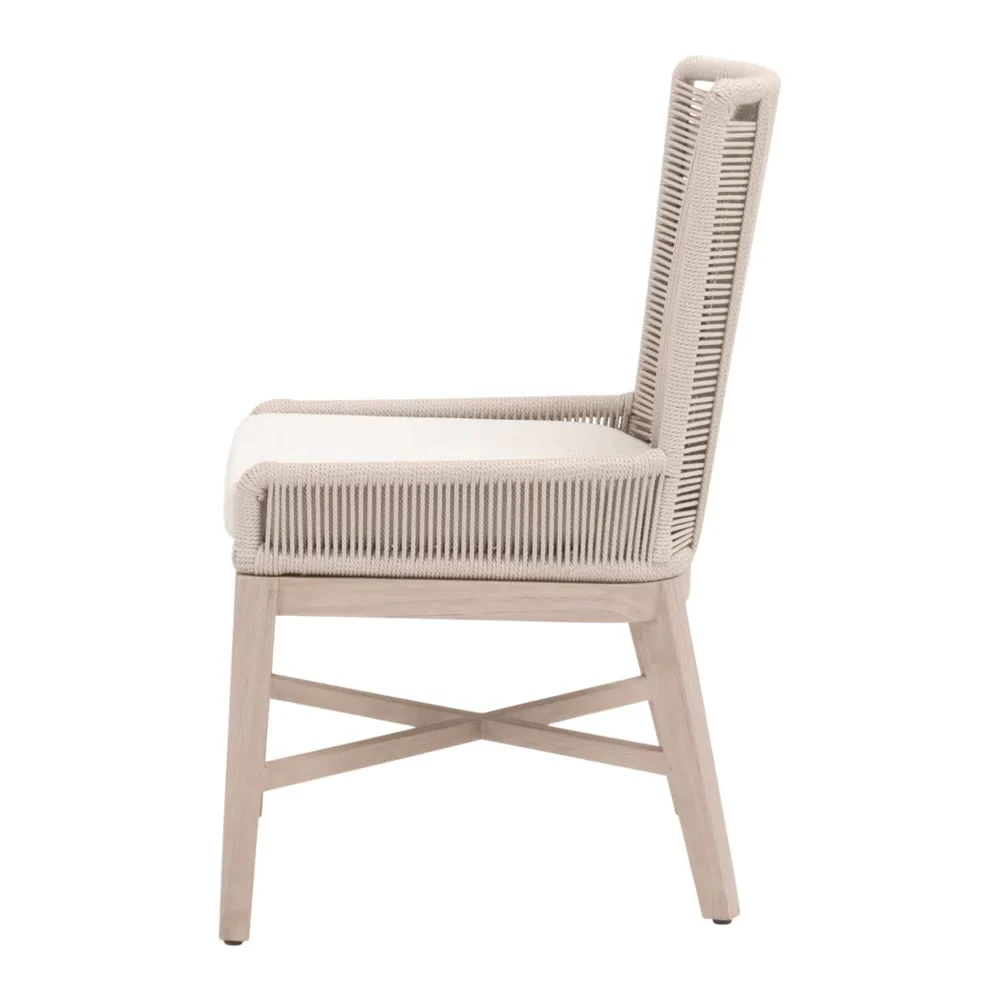 Essentials For Living Overlay Outdoor Dining Chair ~ Performance White Speckle Washed Ever Teak Frame (SET of 2) - Image 3