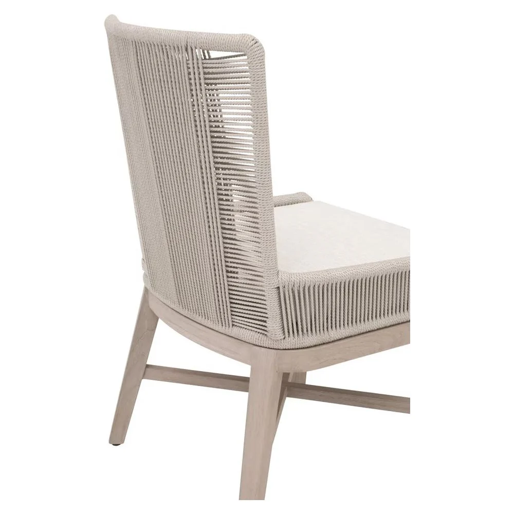 Essentials For Living Overlay Outdoor Dining Chair ~ Performance White Speckle Washed Ever Teak Frame (SET of 2) - Image 6
