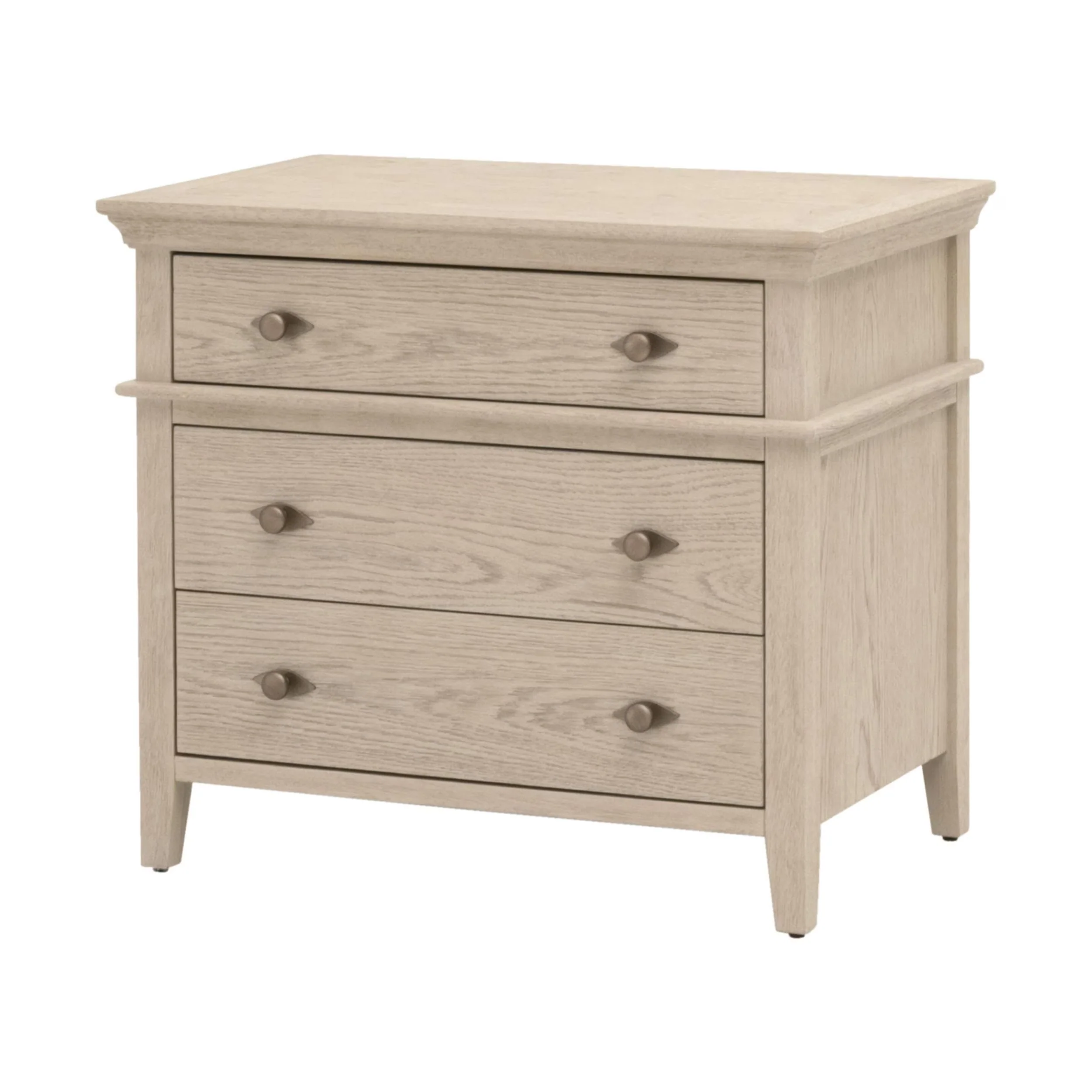Essentials For Living Oxford Three- Drawer Nightstand ~ White Washed Oak - Image 3