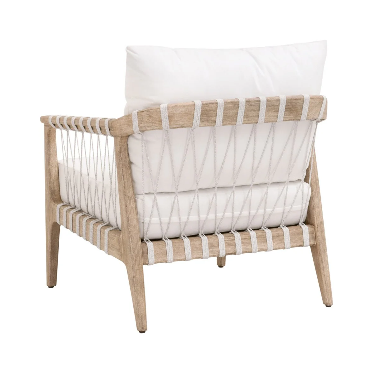 Essentials For Living Pacific Club Chair ~ White Speckle Flat Rope, LiveSmart Peyton-Pearl, Natural Gray Mahogany - Image 3
