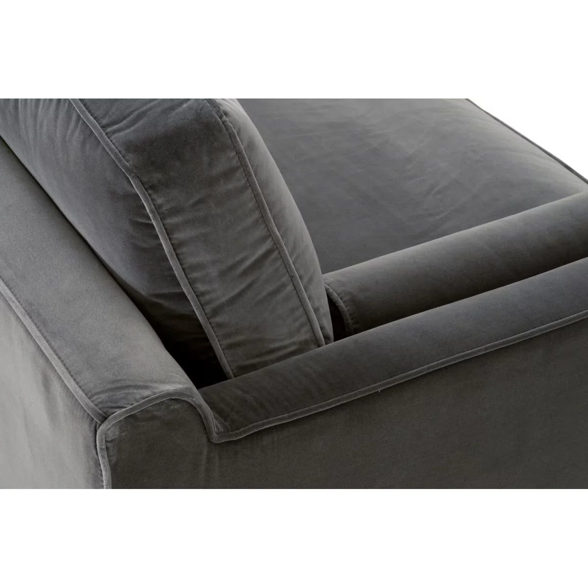 Essentials For Living Parker 86” Post Modern Sofa ~ Dark Dove Velvet, Natural Gray Oak - Image 6