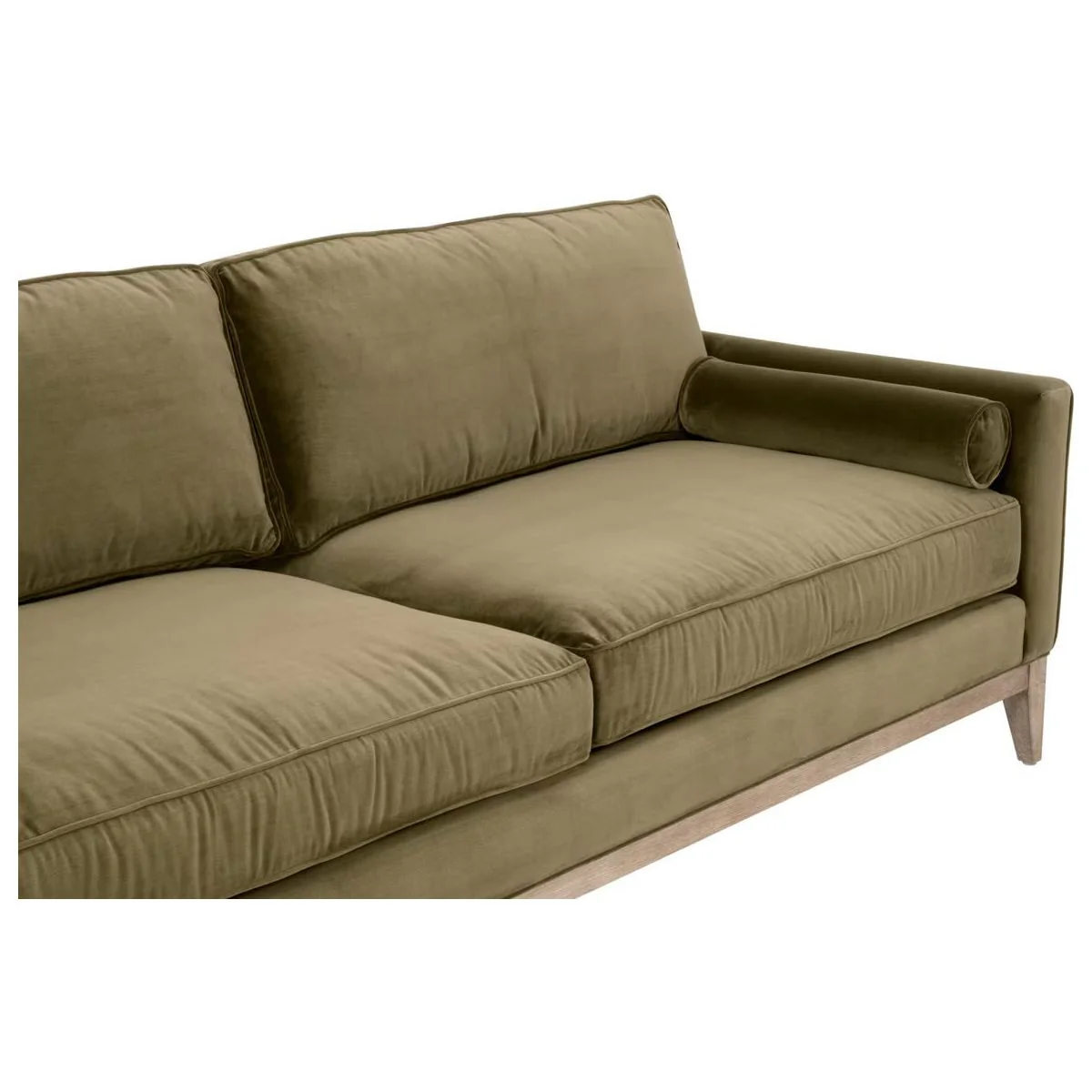 Essentials For Living Parker 86” Post Modern Sofa ~ Olive Velvet With Natural Gray Oak - Image 6