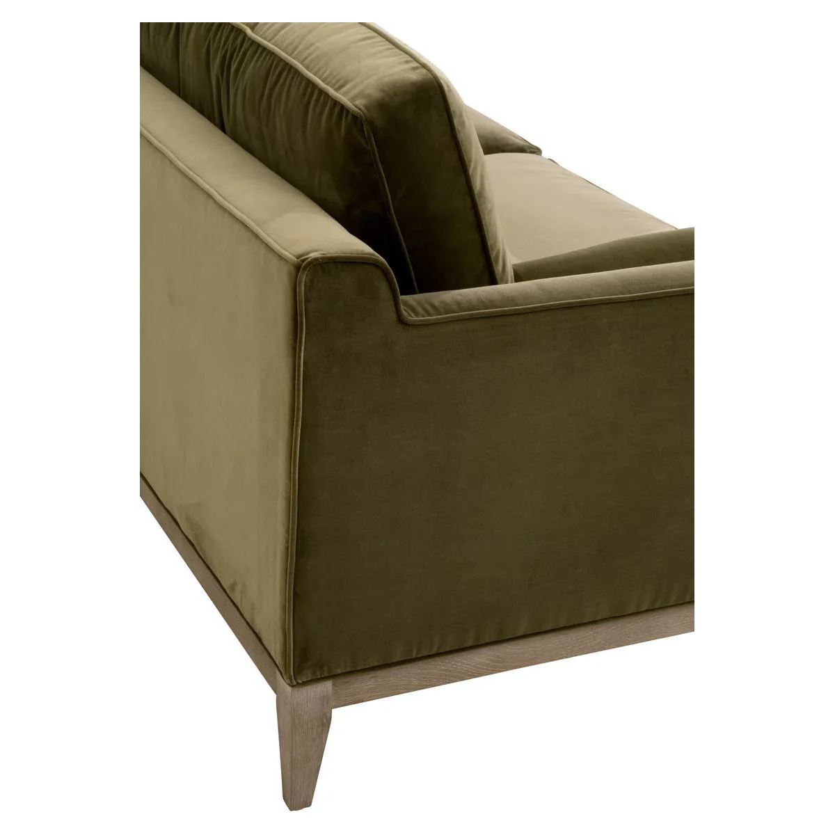 Essentials For Living Parker 86” Post Modern Sofa ~ Olive Velvet With Natural Gray Oak - Image 7