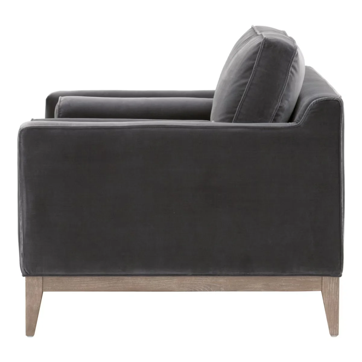 Essentials For Living Parker Post Modern Sofa Chair ~ Dark Dove Velvet With Natural Gray Oak - Image 3