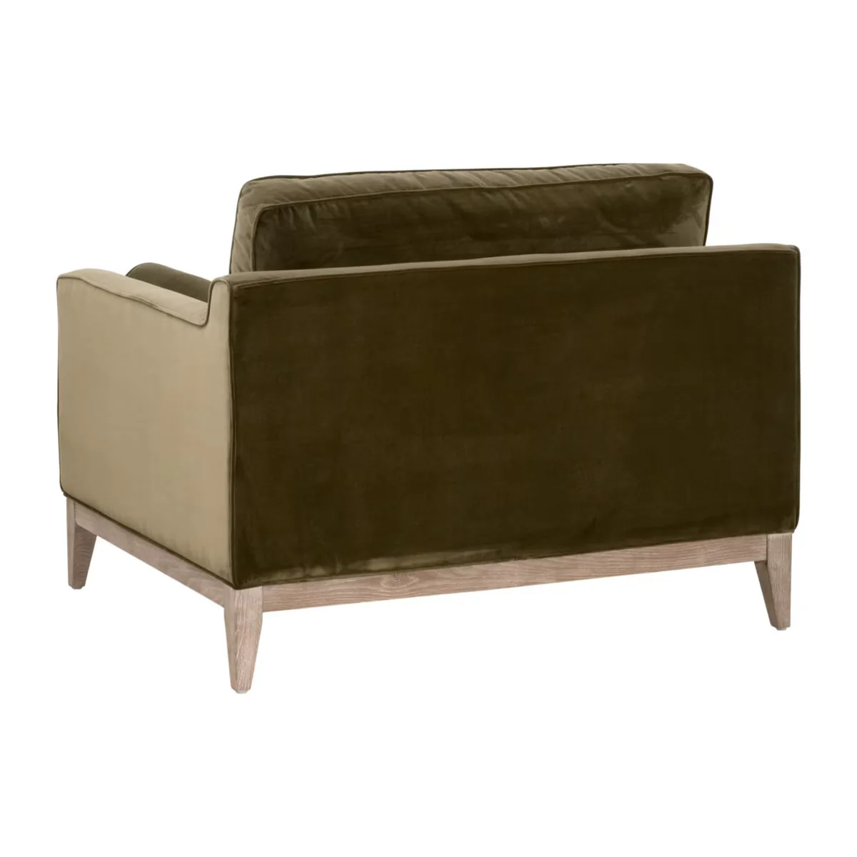 Essentials For Living Parker Post Modern Sofa Chair ~ Olive Velvet With Natural Gray Oak - Image 4