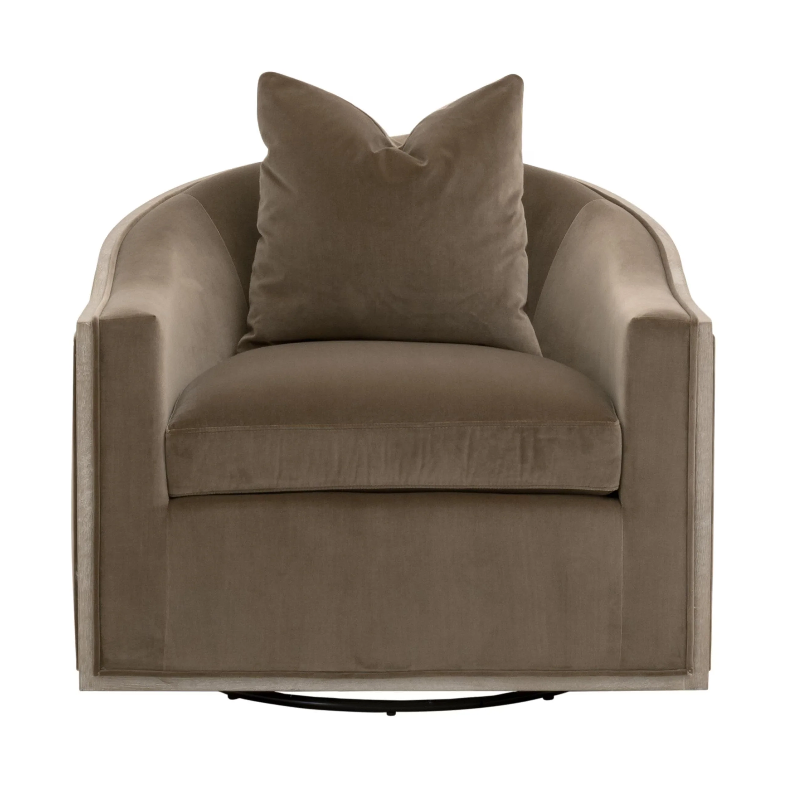 Essentials For Living Paxton Swivel Club Chair ~ Caramel Velvet, Natural Gray Oak