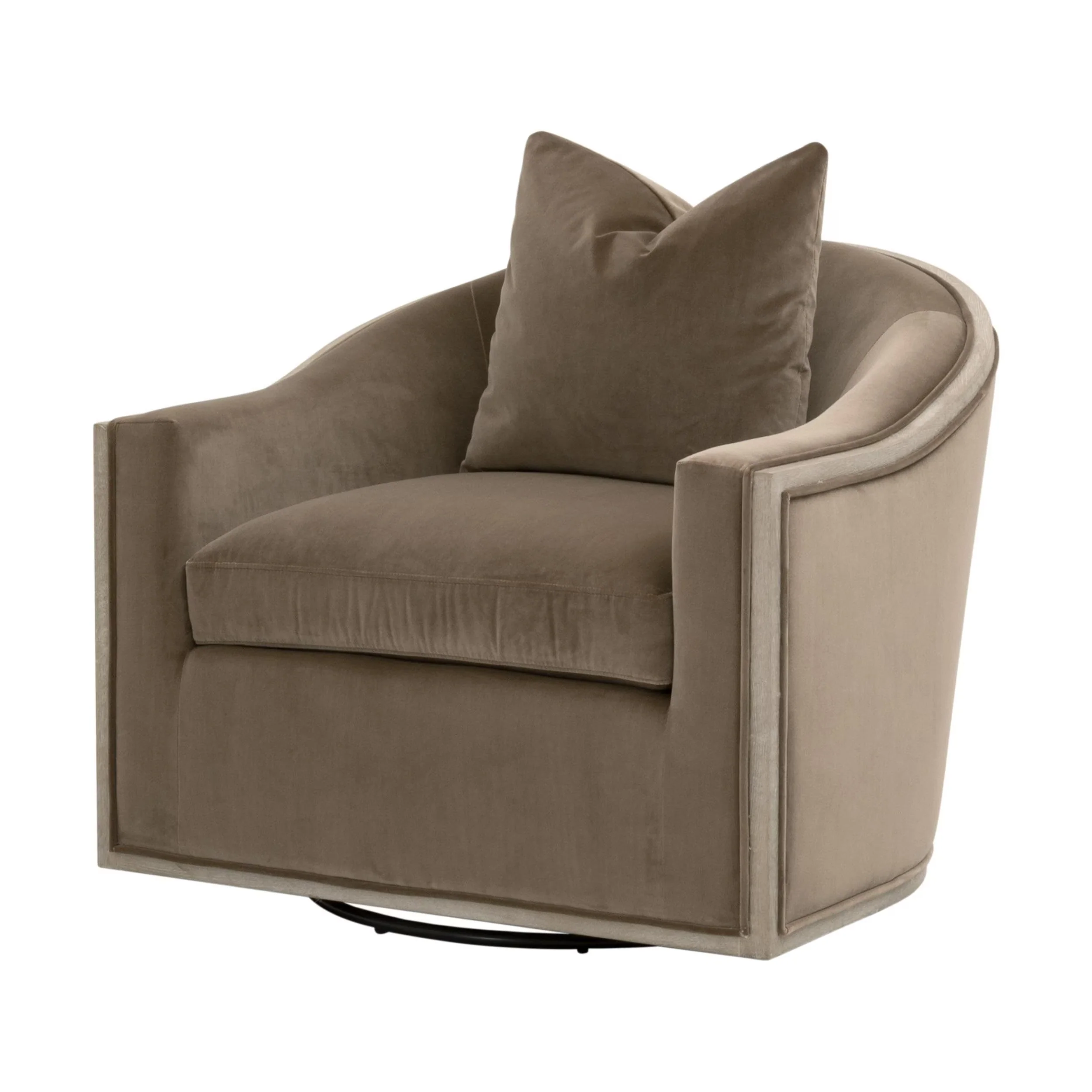 Essentials For Living Paxton Swivel Club Chair ~ Caramel Velvet, Natural Gray Oak - Image 2