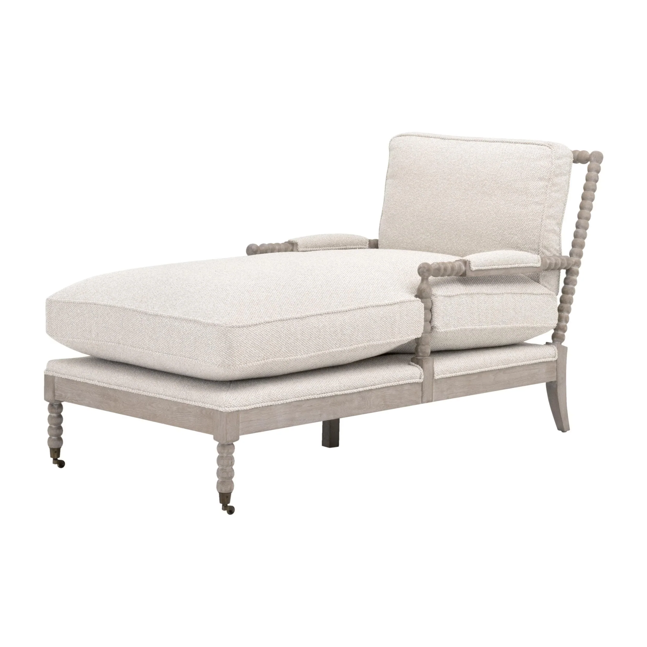 Essentials For Living Rouleau Chaise Lounge ~ LiveSmart Gellar Linen, Natural Gray Oak