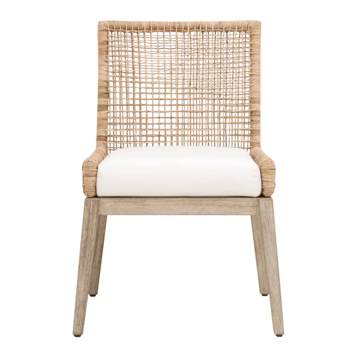 Essentials For Living Seaside Dining Chair ~ Natural Rattan, LiveSmart Peyton-Pearl With Natural Gray Mahogany Frame (SET of 2)
