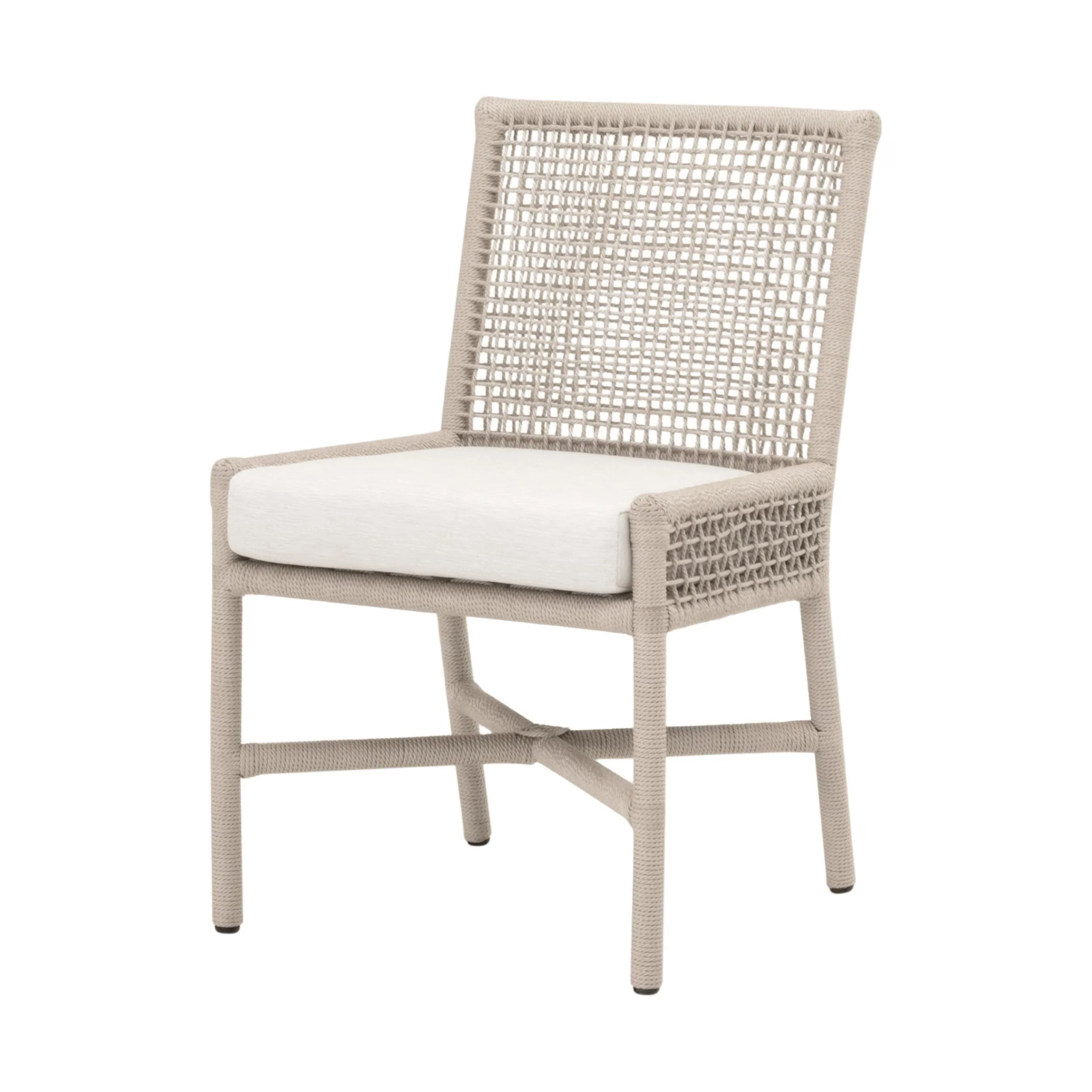 Essentials For Living Seaside Indoor/ Outdoor Dining Chairs ~ Oyster Twist Rope, Performance White Speckle ~ Set Of Two - Image 2