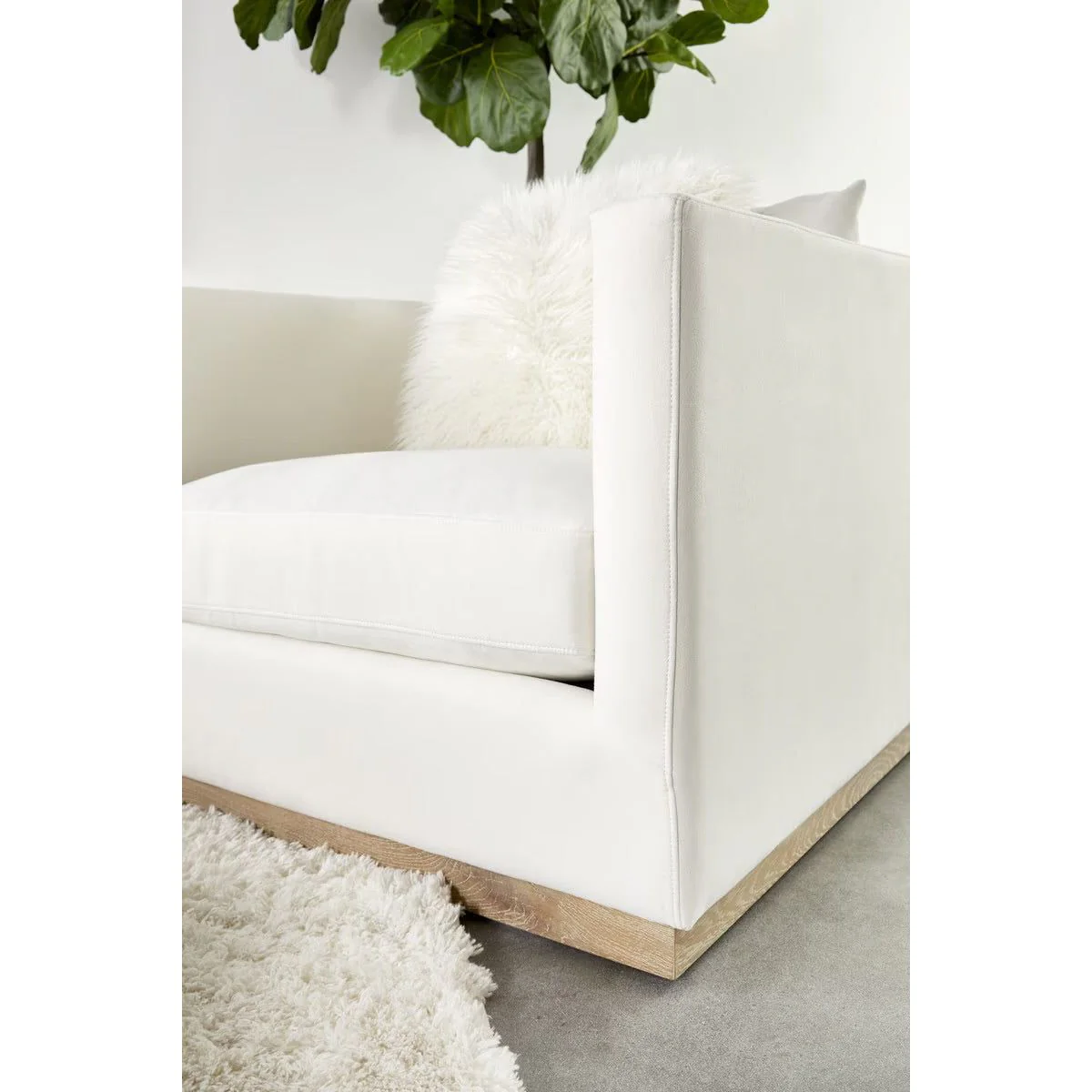 Essentials For Living Siena Plinth Base Sofa Chair ~ LiveSmart Machale-Ivory With Natural Gray Oak - Image 8