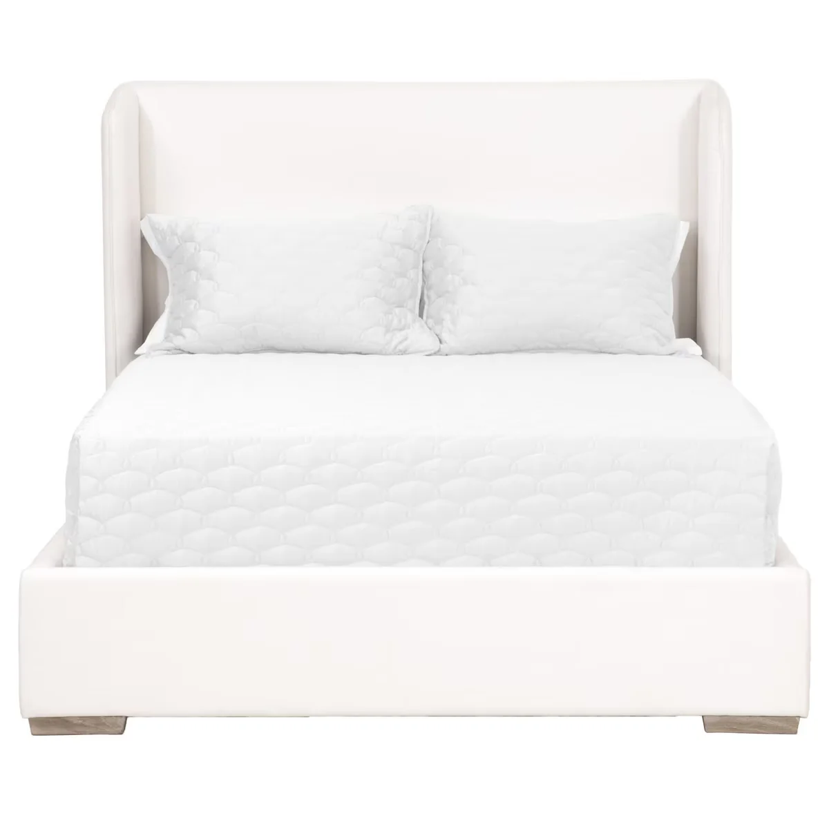 Essentials For Living Stewart Queen Bed ~ LiveSmart Peyton -Pearl Performance Fabric With Natural Gray Oak