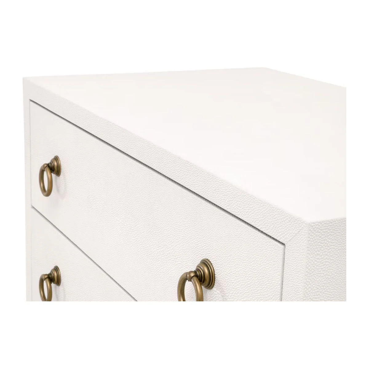 Essentials For Living Strand Shagreen 2-Drawer Nightstand ~ Pearl Shagreen, Brushed Gold Hardware - Image 5